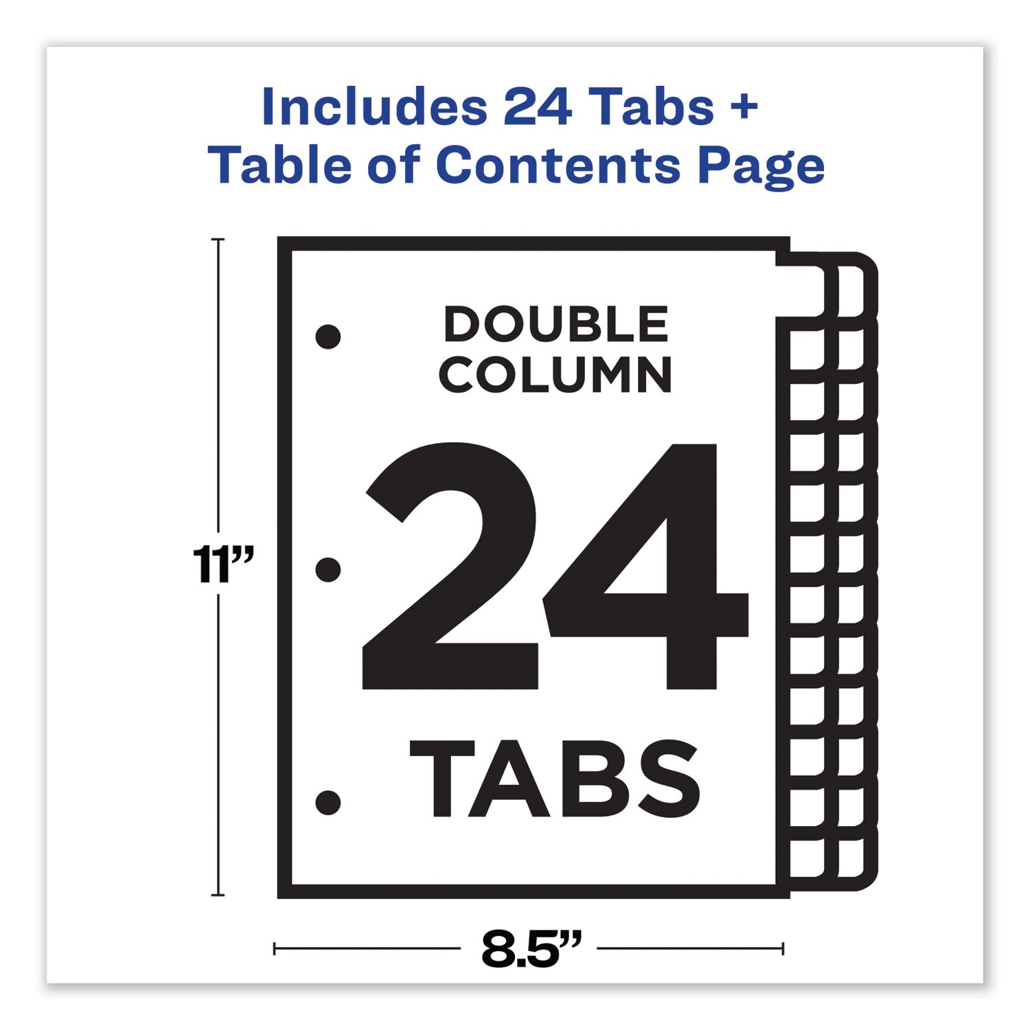 Customizable TOC Ready Index Double Column Multicolor Tab Dividers, 24-Tab, 1 to 24, 11 x 8.5, White, 1 Set - 