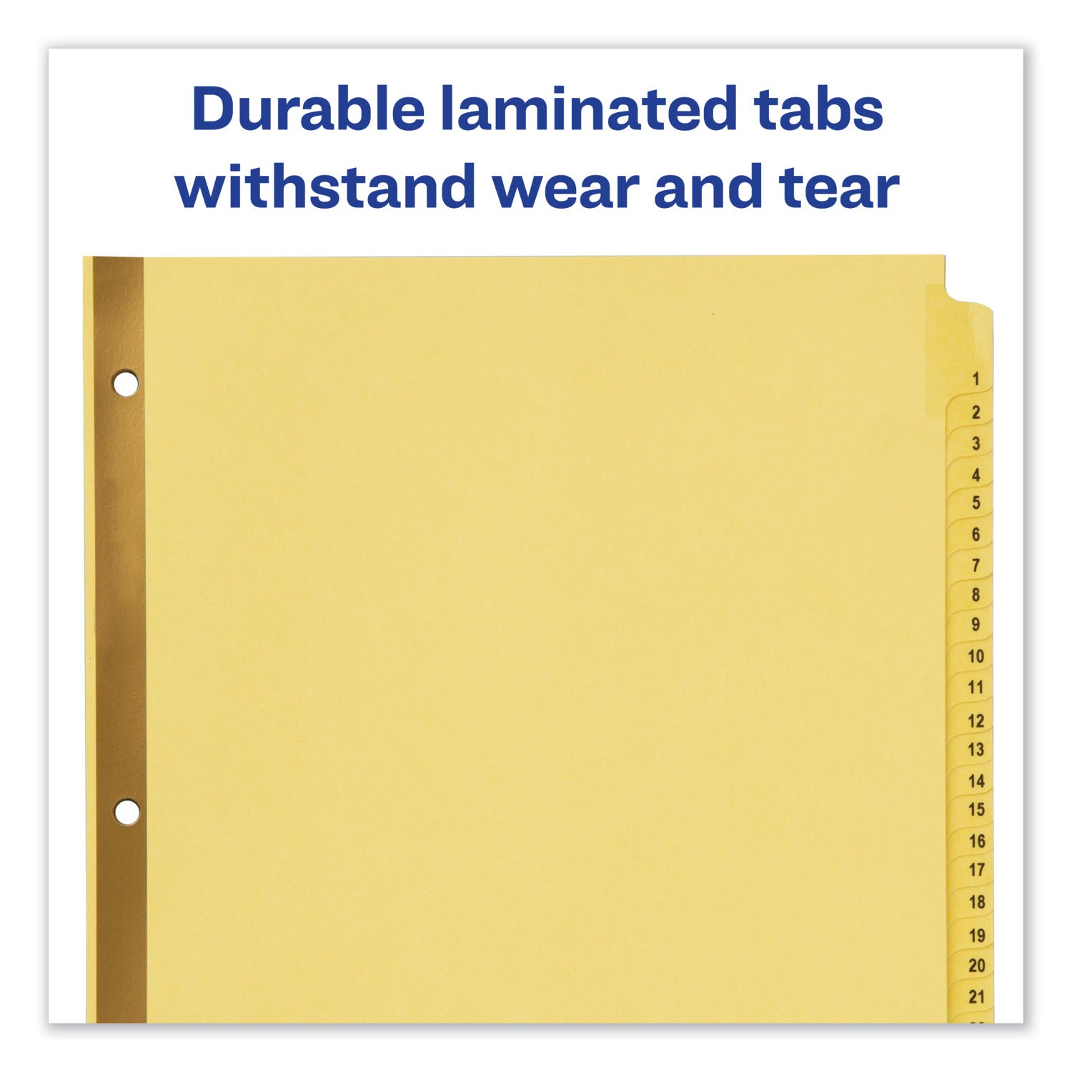 Preprinted Laminated Tab Dividers with Gold Reinforced Binding Edge, 31-Tab, 1 to 31, 11 x 8.5, Buff, 1 Set - 
