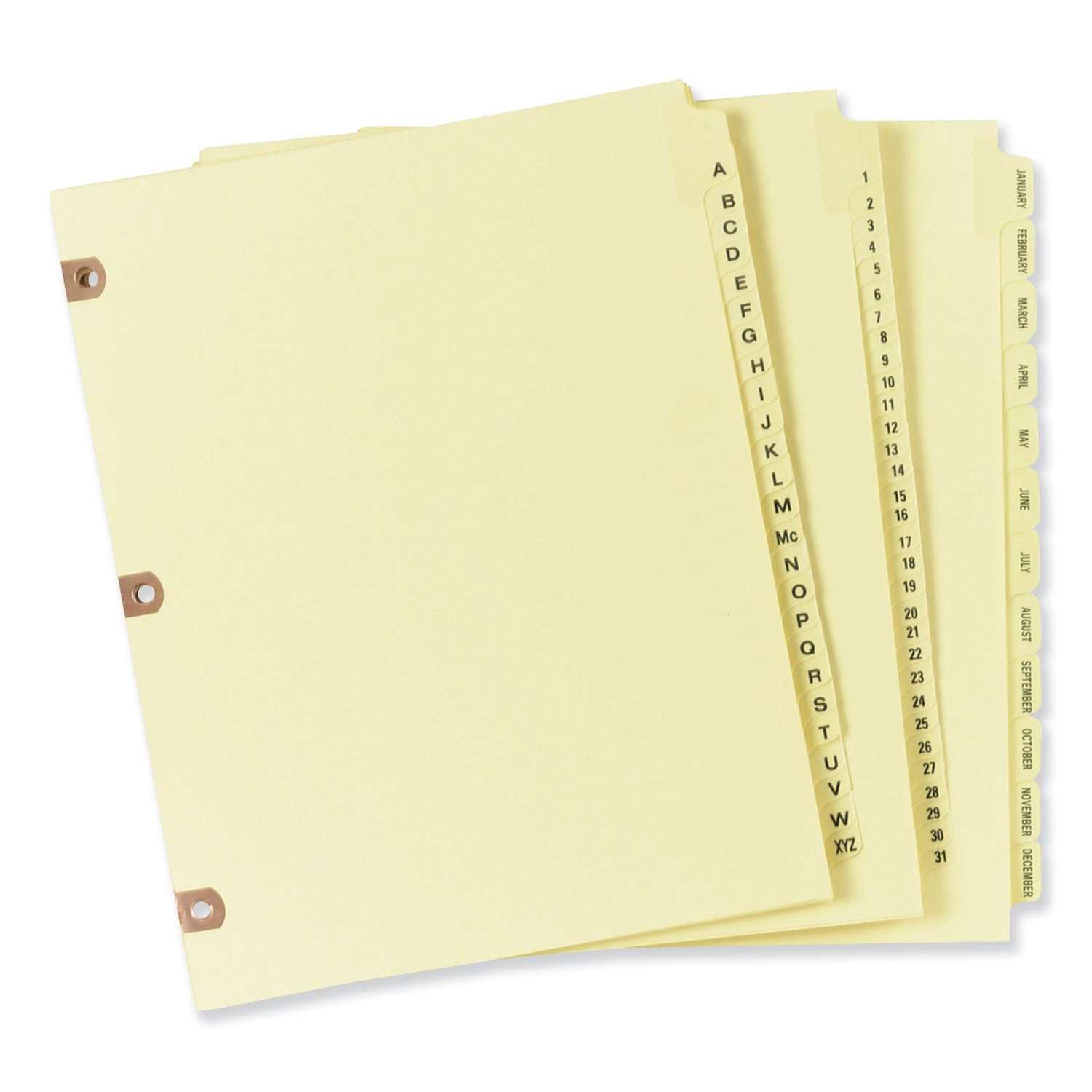 Preprinted Laminated Tab Dividers with Copper Reinforced Holes, 25-Tab, A to Z, 11 x 8.5, Buff, 1 Set - 