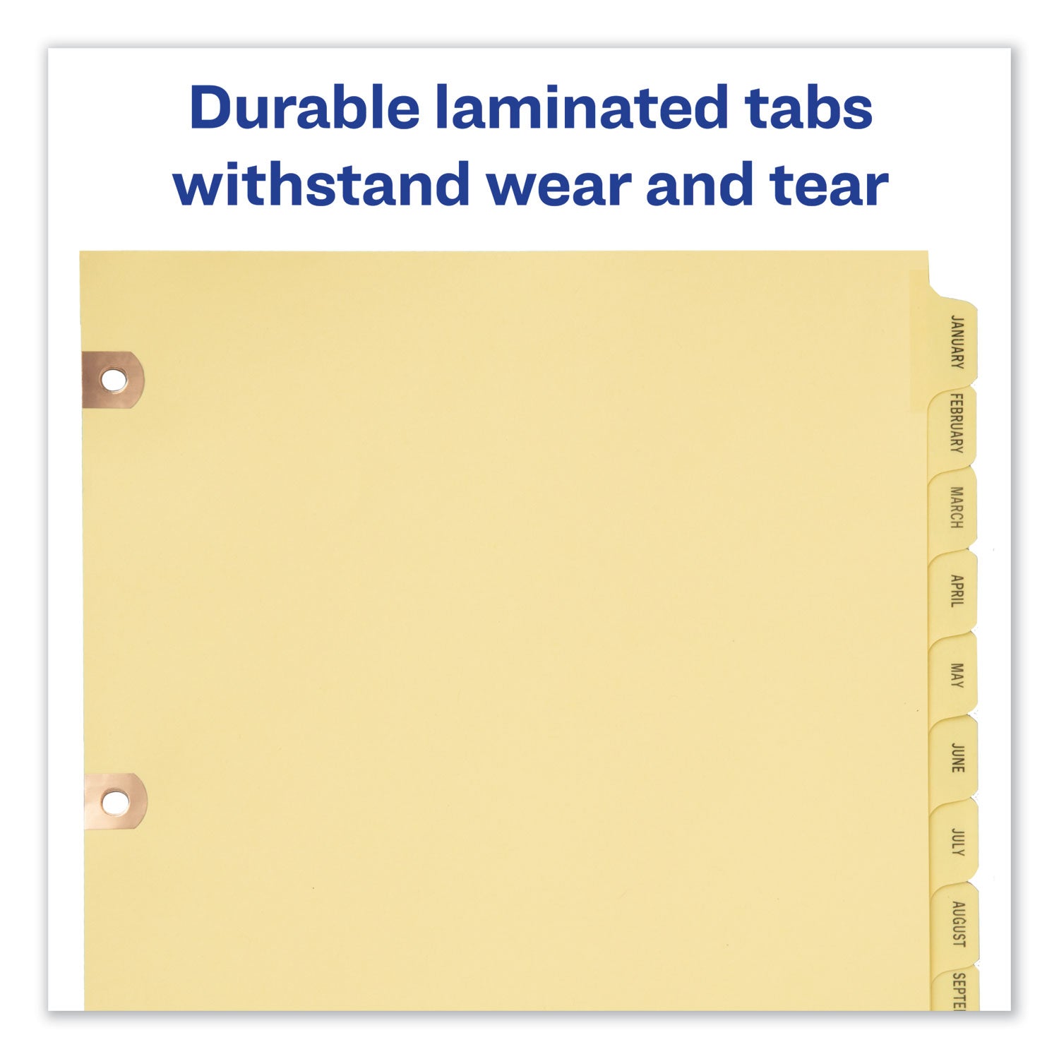 Preprinted Laminated Tab Dividers with Copper Reinforced Holes, 25-Tab, A to Z, 11 x 8.5, Buff, 1 Set - 