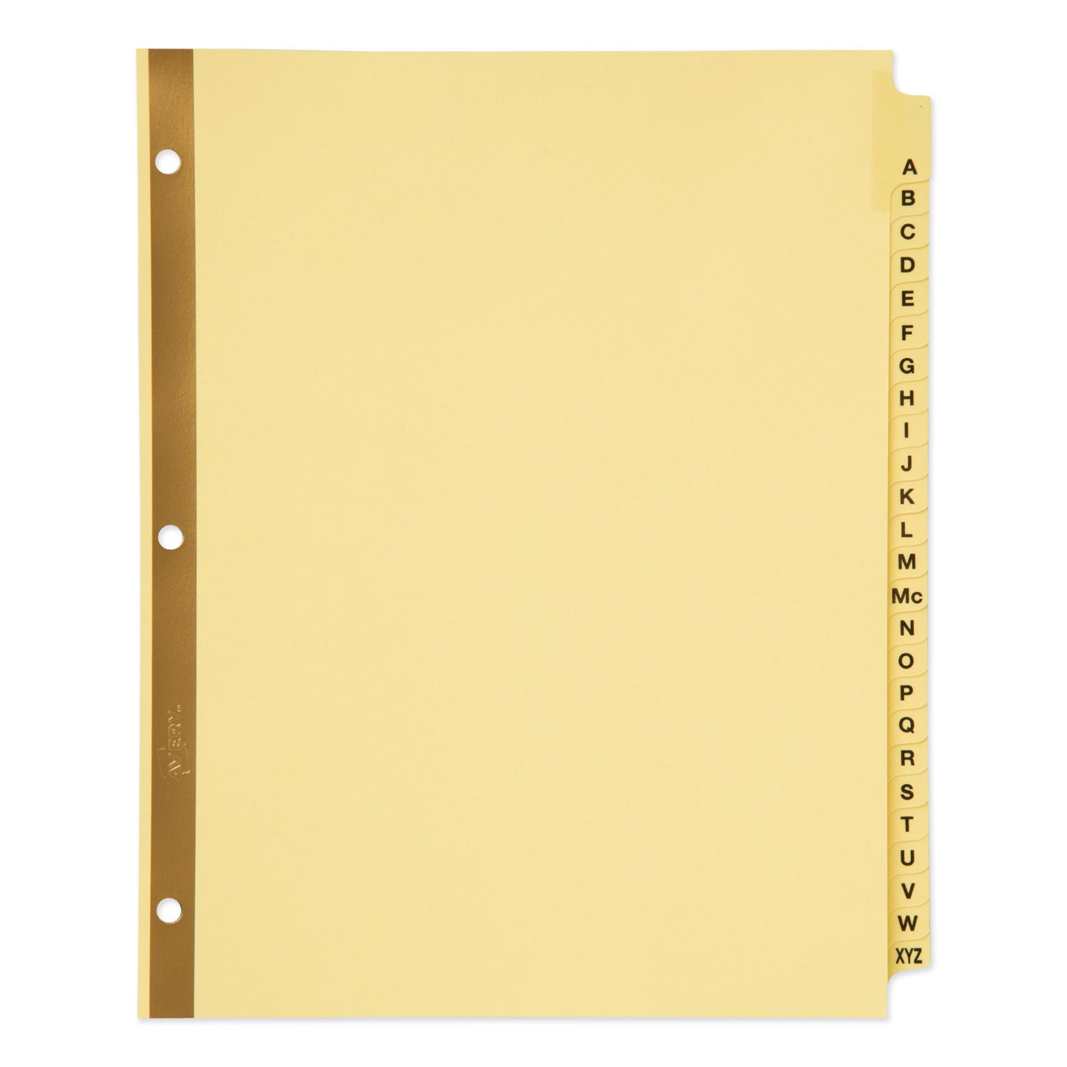 Preprinted Laminated Tab Dividers with Gold Reinforced Binding Edge, 25-Tab, A to Z, 11 x 8.5, Buff, 1 Set - 