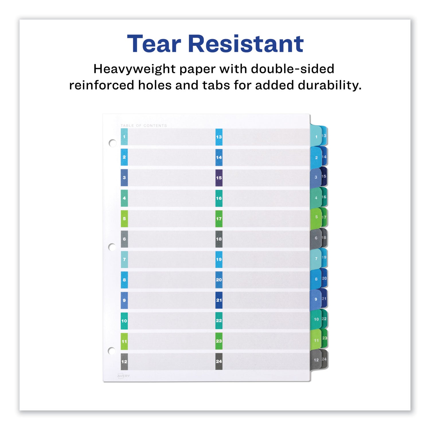 Customizable TOC Ready Index Double Column Multicolor Tab Dividers, 24-Tab, 1 to 24, 11 x 8.5, White, 1 Set - 