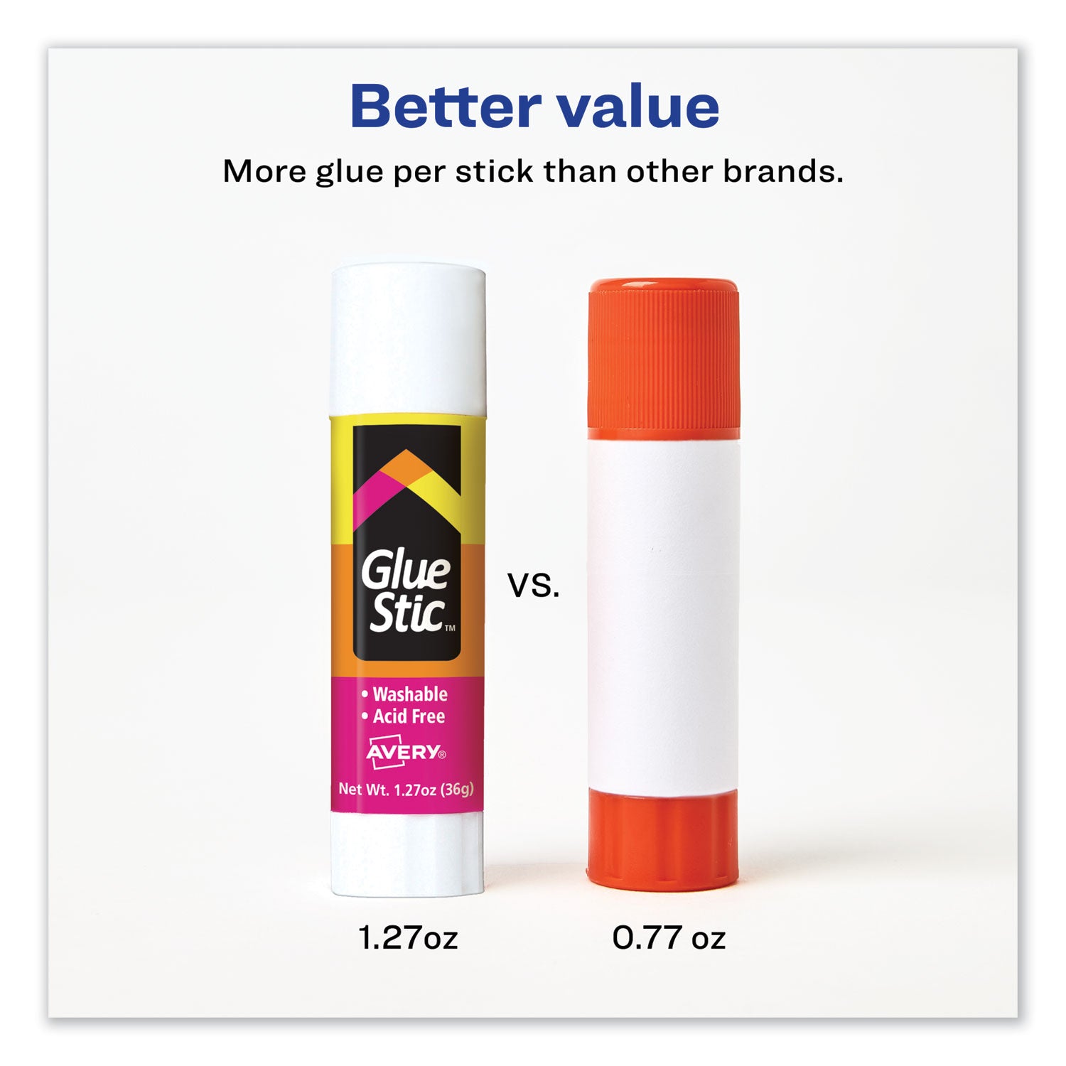 Permanent Glue Stic, 1.27 oz, Applies White, Dries Clear - 