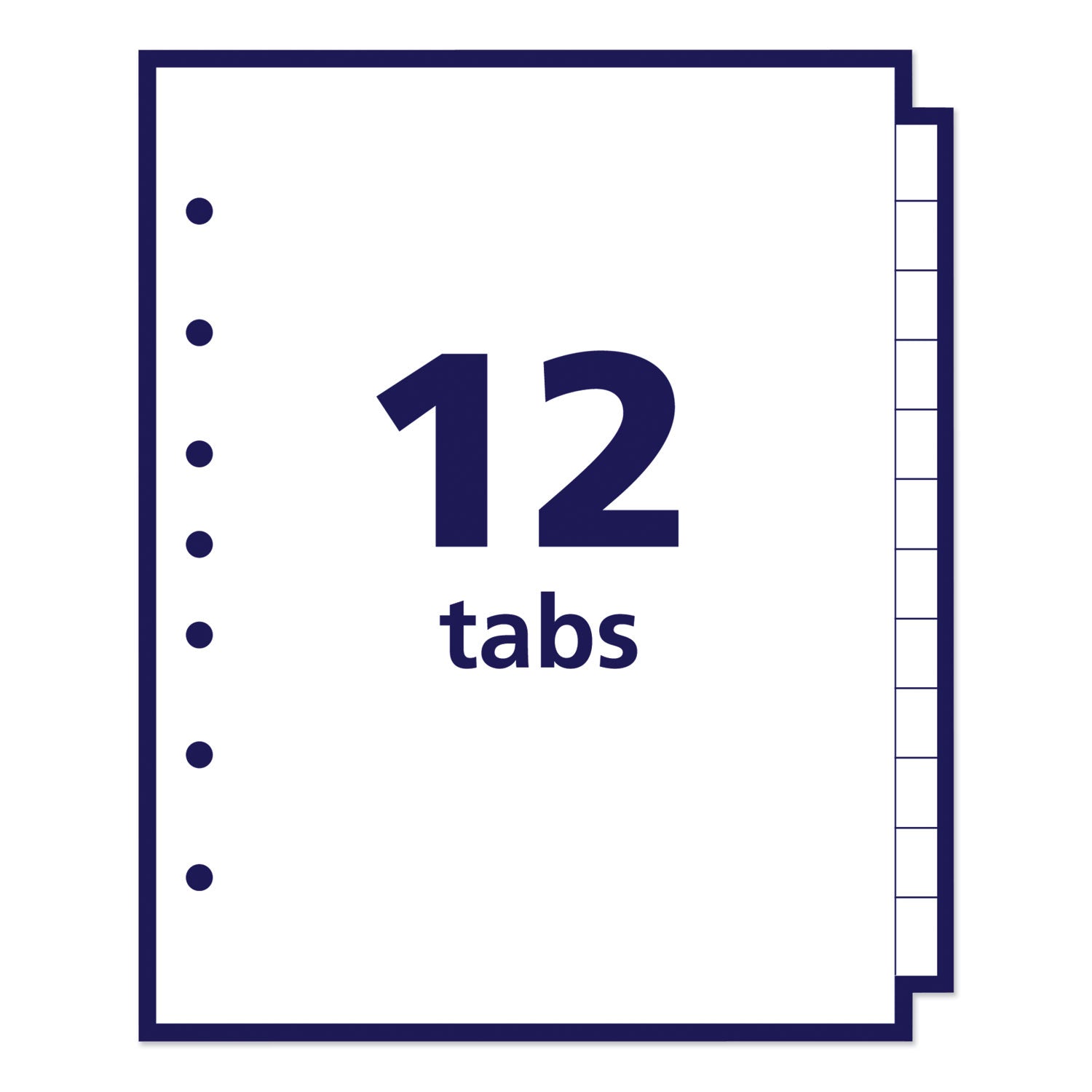 Preprinted Tab Dividers, 12-Tab, A to Z, 8.5 x 5.5, White, 1 Set - 