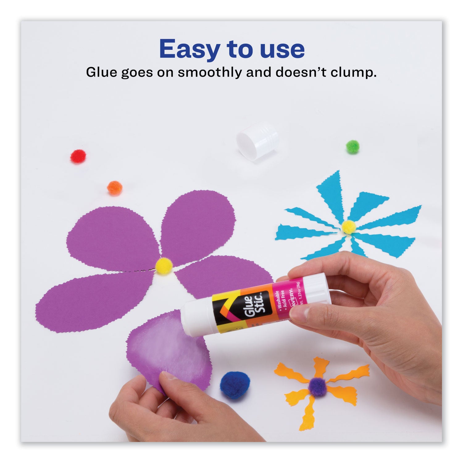 Permanent Glue Stic, 1.27 oz, Applies White, Dries Clear - 