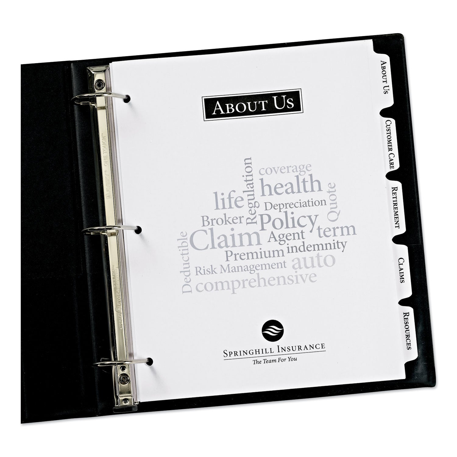 Customizable Print-On Dividers, 3-Hole Punched, 5-Tab, 11 x 8.5, White, 5 Sets