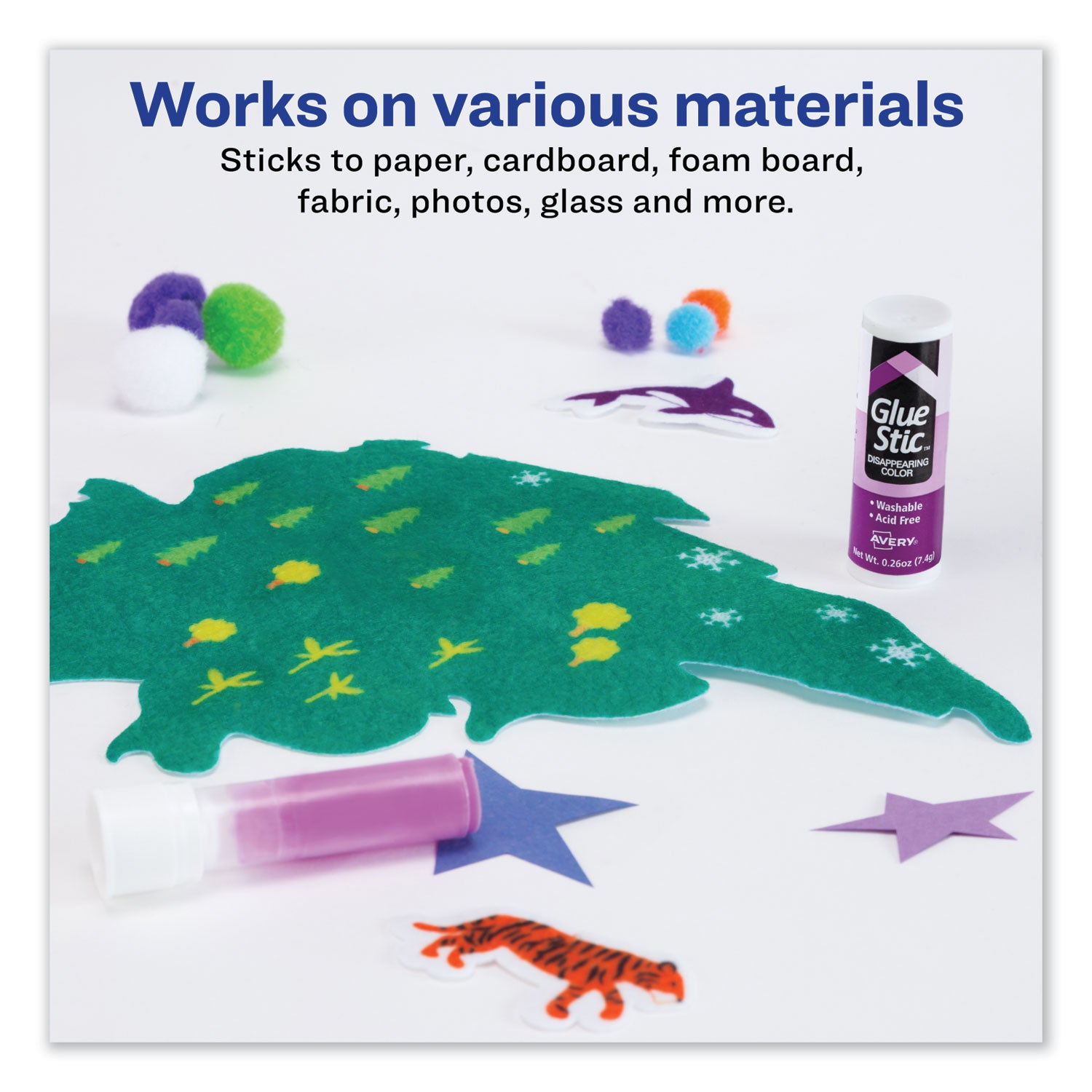 Permanent Glue Stic Value Pack, 0.26 oz, Applies Purple, Dries Clear, 18/Pack - 