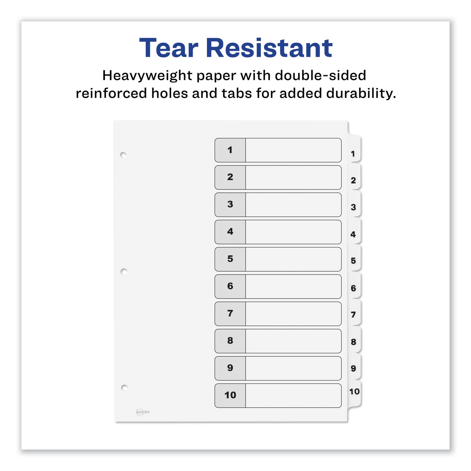 Customizable TOC Ready Index Black and White Dividers, 10-Tab, 1 to 10, 11 x 8.5, 1 Set - 