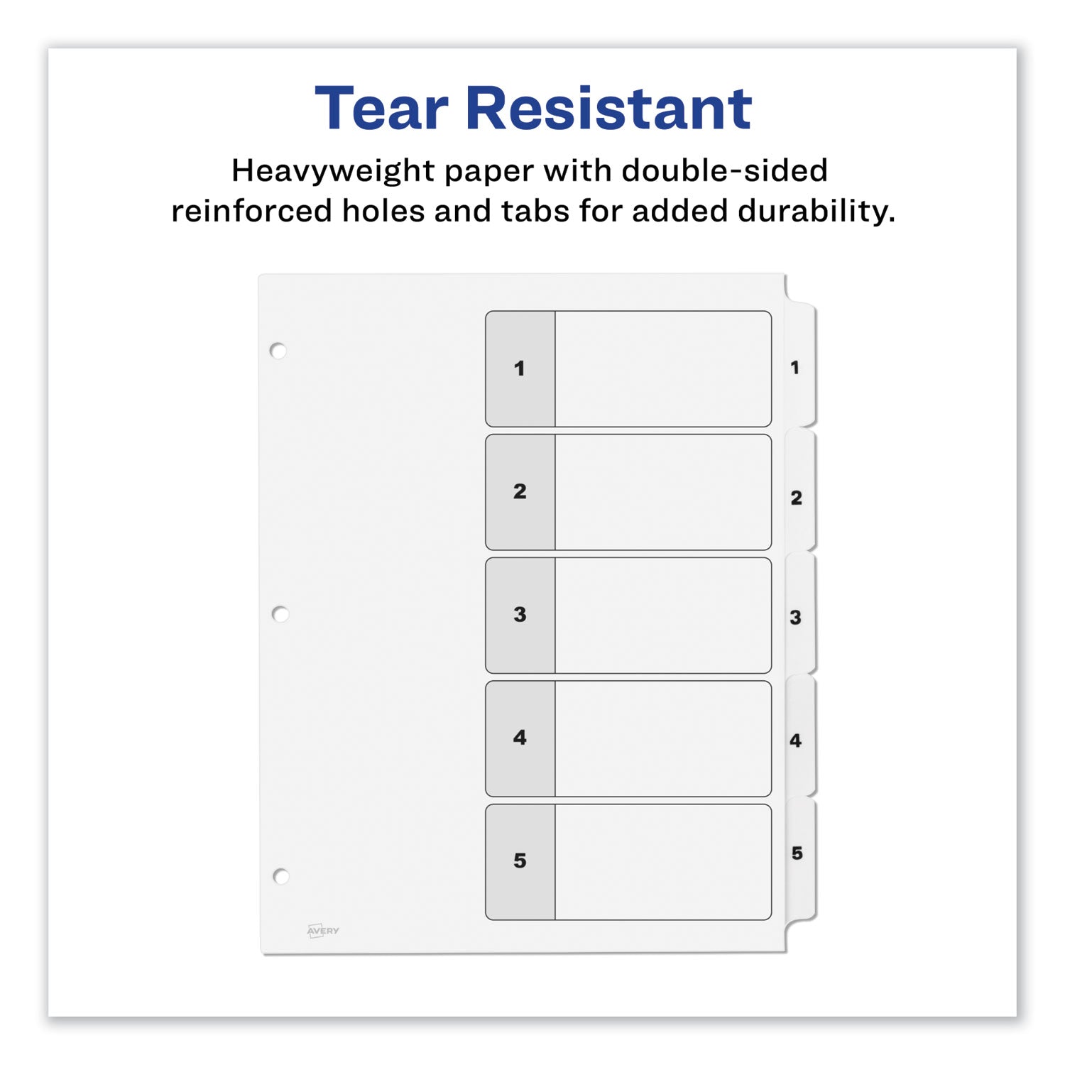 Customizable TOC Ready Index Black and White Dividers, 5-Tab, 1 to 5, 11 x 8.5, 1 Set - 