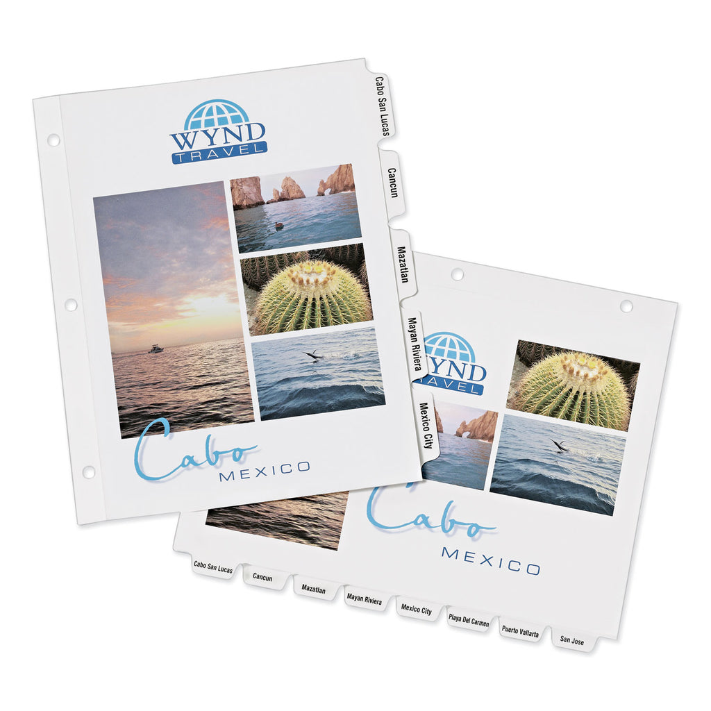 Customizable Print-On Dividers, 3-Hole Punched, 5-Tab, 11 x 8.5, White, 1 Set