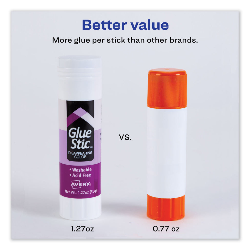 Permanent Glue Stic Value Pack, 1.27 oz, Applies Purple, Dries Clear, 6/Pack - 