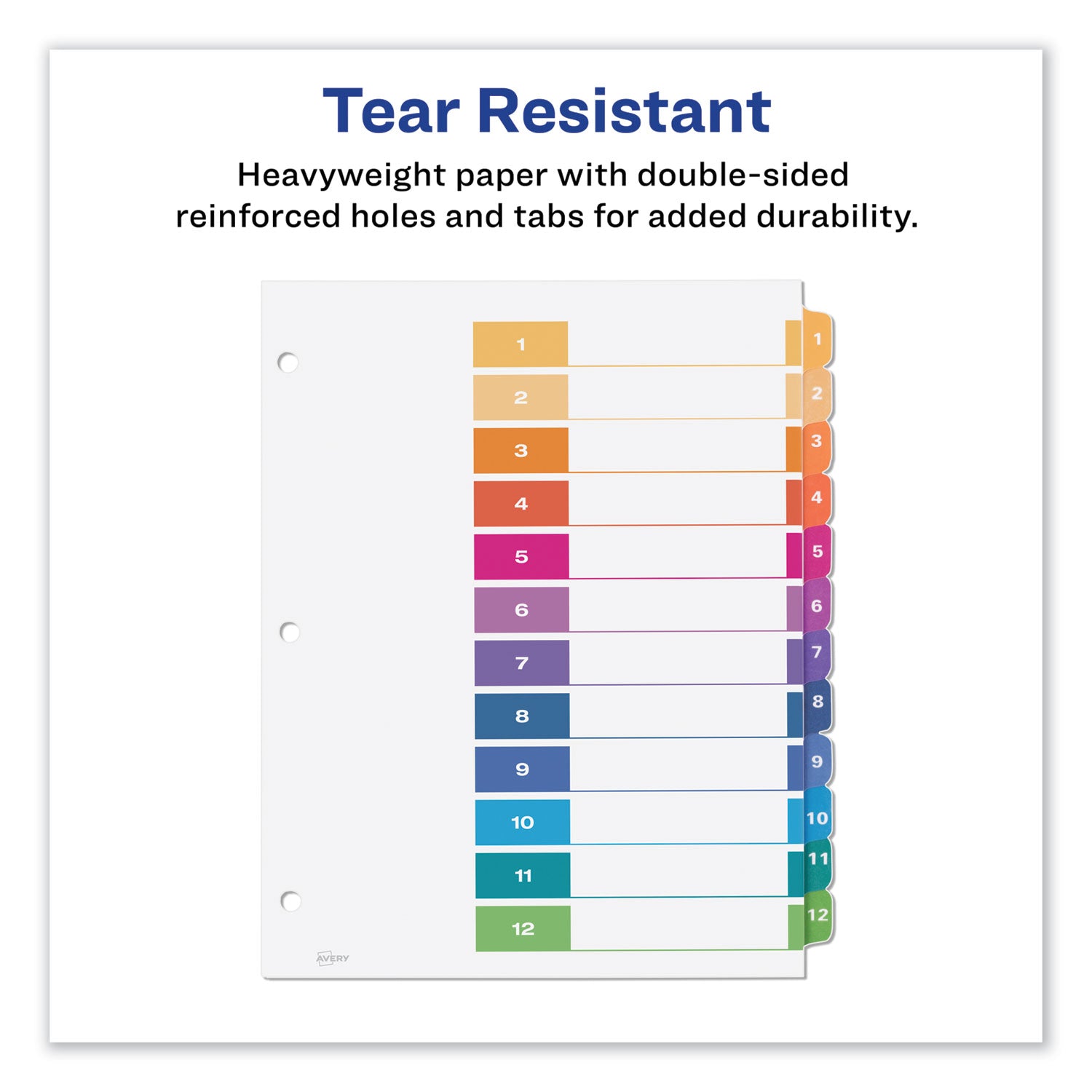 Customizable Table of Contents Ready Index Dividers with Multicolor Tabs, 12-Tab, 1 to 12, 11 x 8.5, White, 3 Sets - 