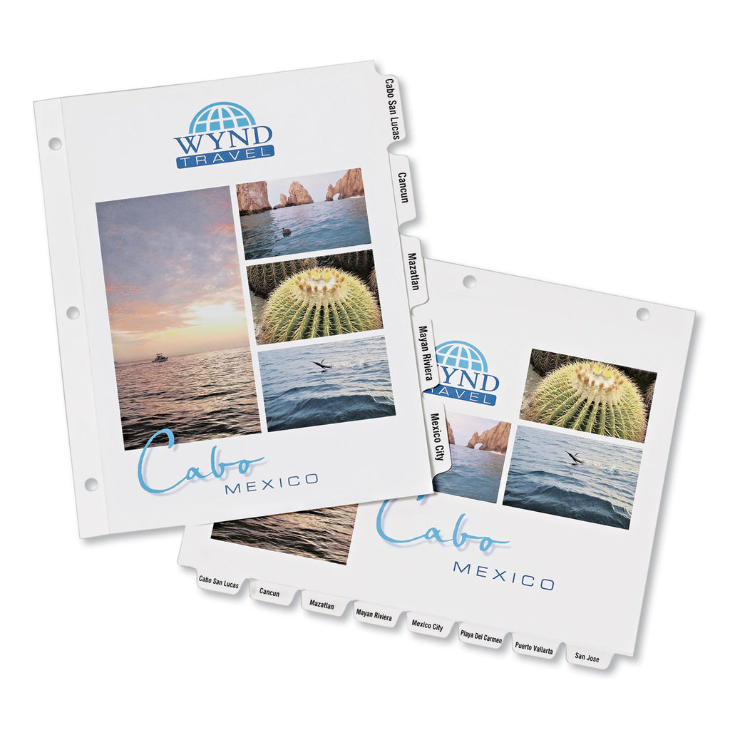 Customizable Print-On Dividers, 3-Hole Punched, 5-Tab, 11 x 8.5, White, 5 Sets