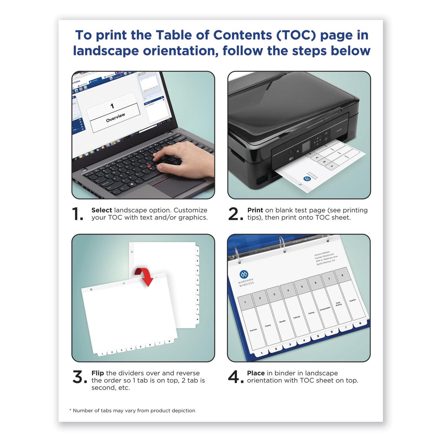 Customizable TOC Ready Index Black and White Dividers, 12-Tab, 1 to 12, 11 x 8.5, 1 Set - 