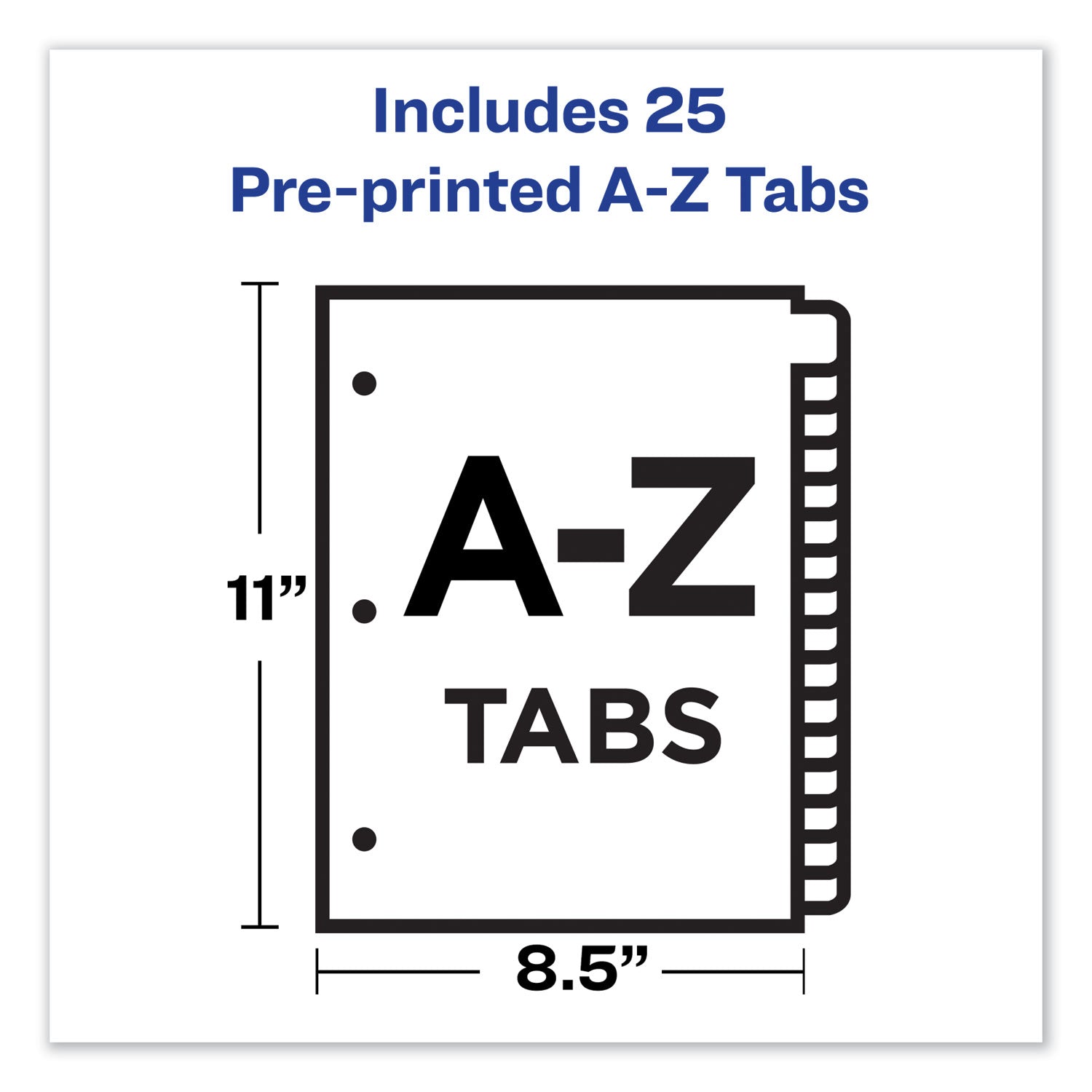 Preprinted Laminated Tab Dividers with Copper Reinforced Holes, 25-Tab, A to Z, 11 x 8.5, Buff, 1 Set - 