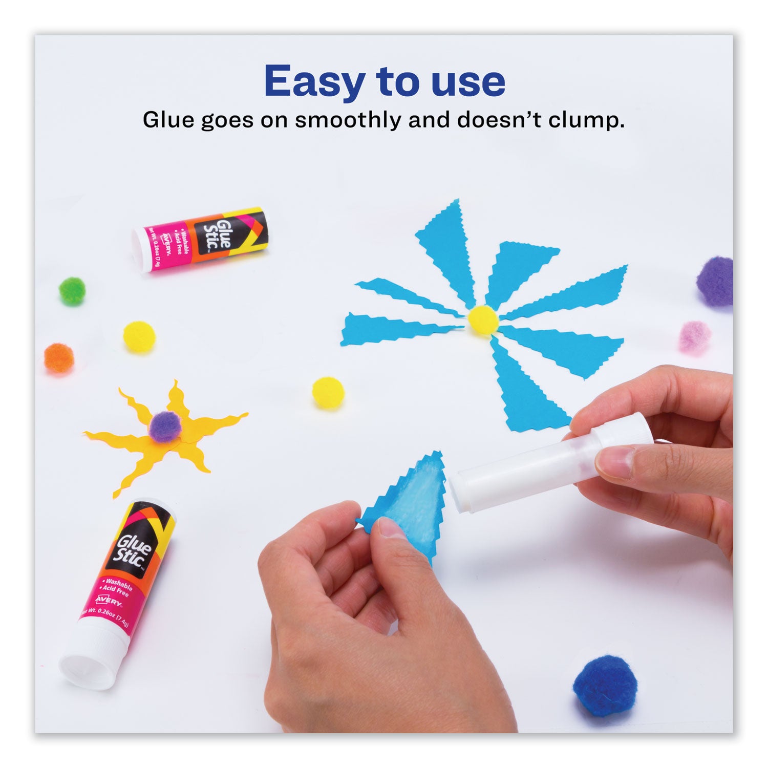 Permanent Glue Stic Value Pack, 0.26 oz, Applies White, Dries Clear, 18/Pack - 