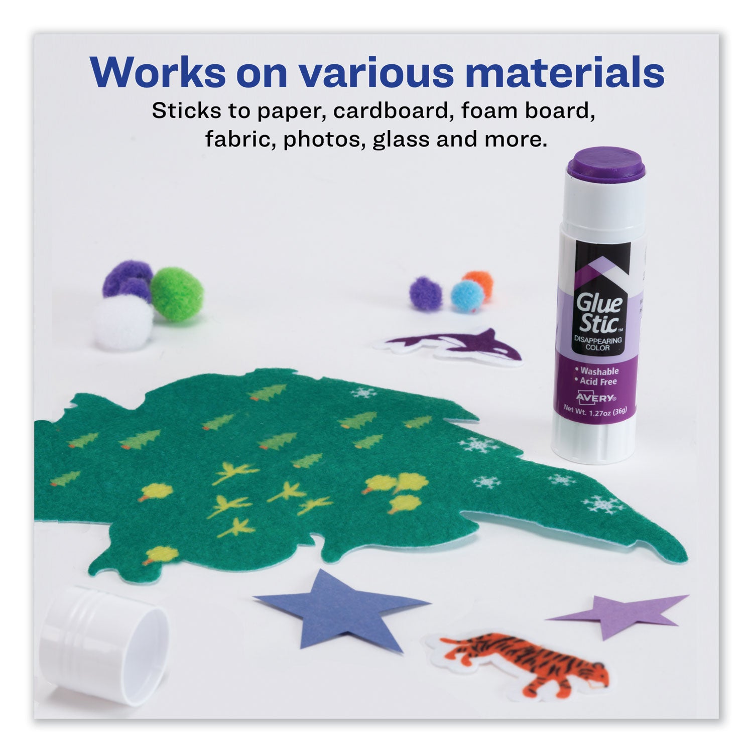 Permanent Glue Stic Value Pack, 1.27 oz, Applies Purple, Dries Clear, 6/Pack - 