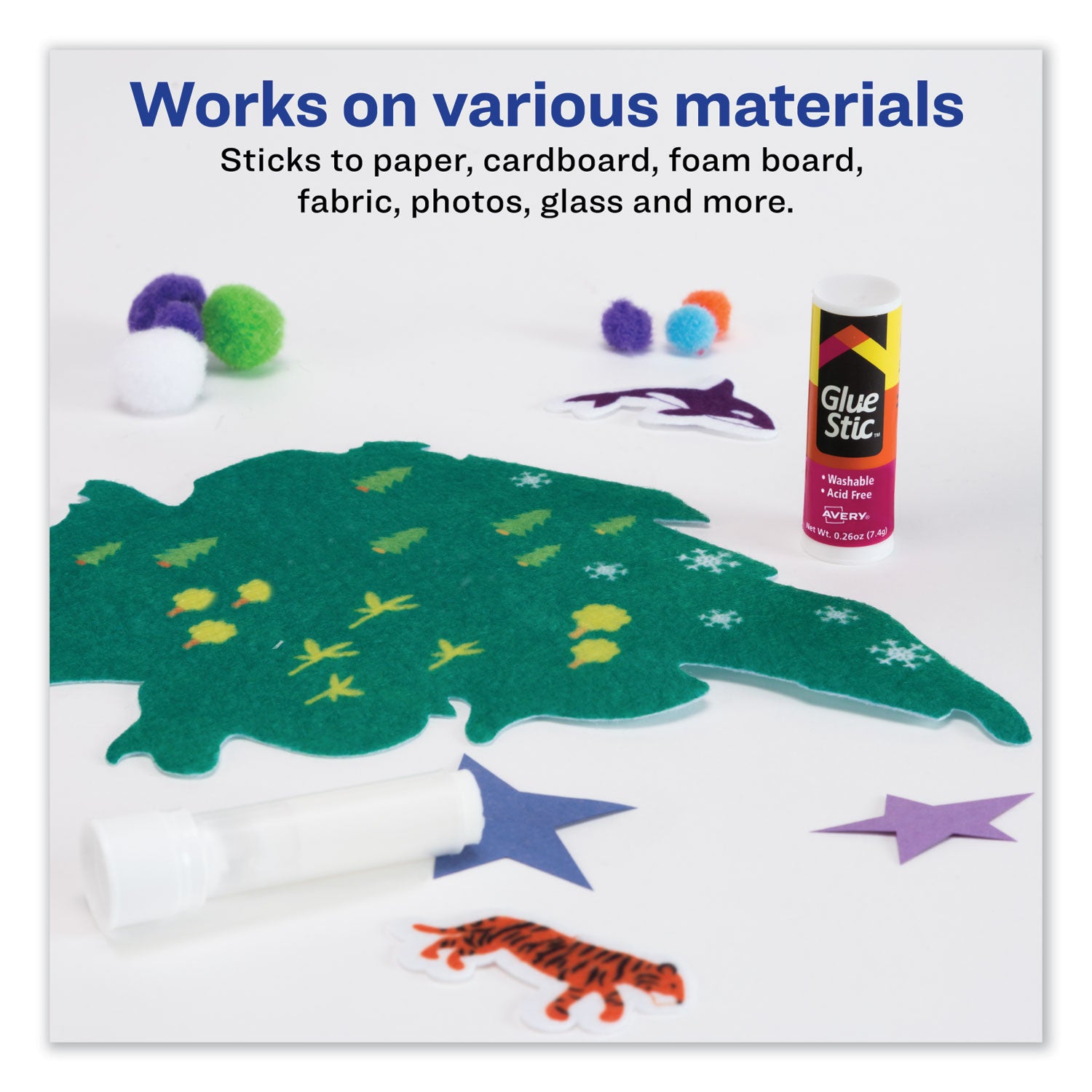 Permanent Glue Stic Value Pack, 0.26 oz, Applies White, Dries Clear, 18/Pack - 