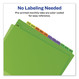 Durable Preprinted Plastic Tab Dividers, 12-Tab, A to Z, 11 x 8.5, Assorted, 1 Set