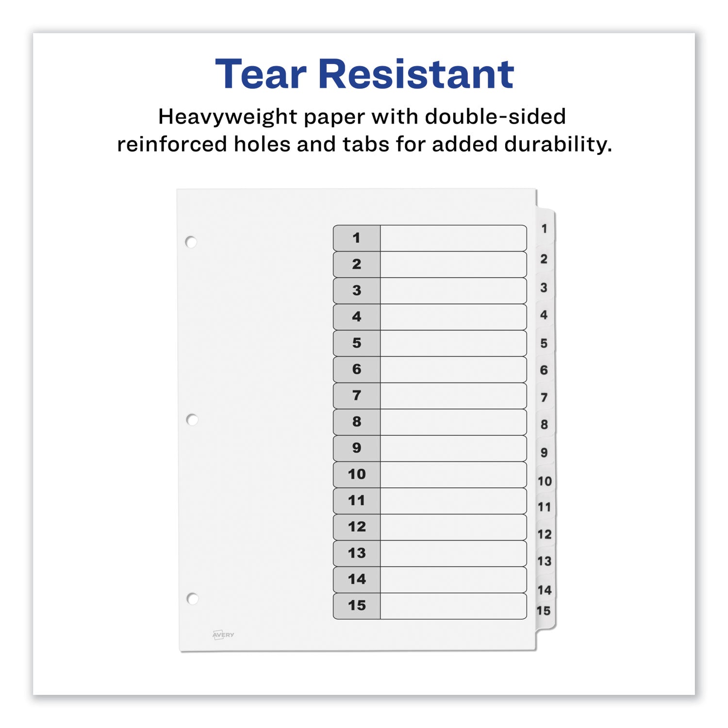 Customizable TOC Ready Index Black and White Dividers, 15-Tab, 1 to 15, 11 x 8.5, 1 Set - 