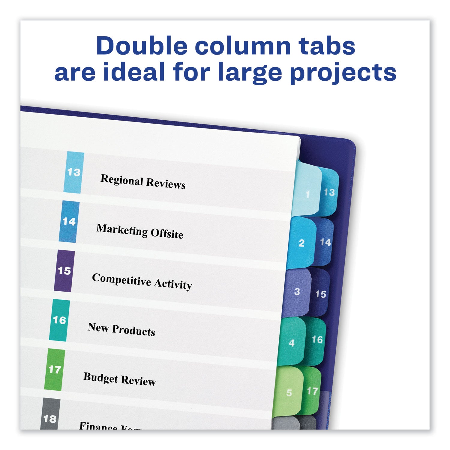 Customizable TOC Ready Index Double Column Multicolor Tab Dividers, 24-Tab, 1 to 24, 11 x 8.5, White, 1 Set - 