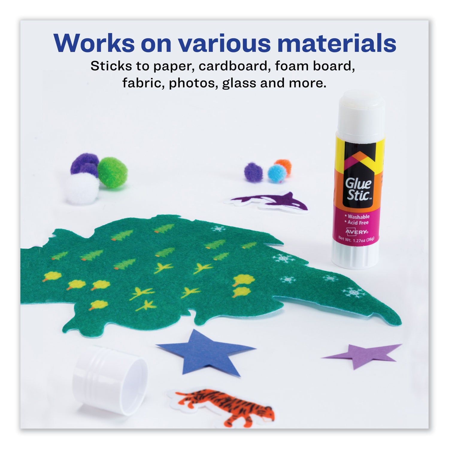 Permanent Glue Stic, 1.27 oz, Applies White, Dries Clear - 