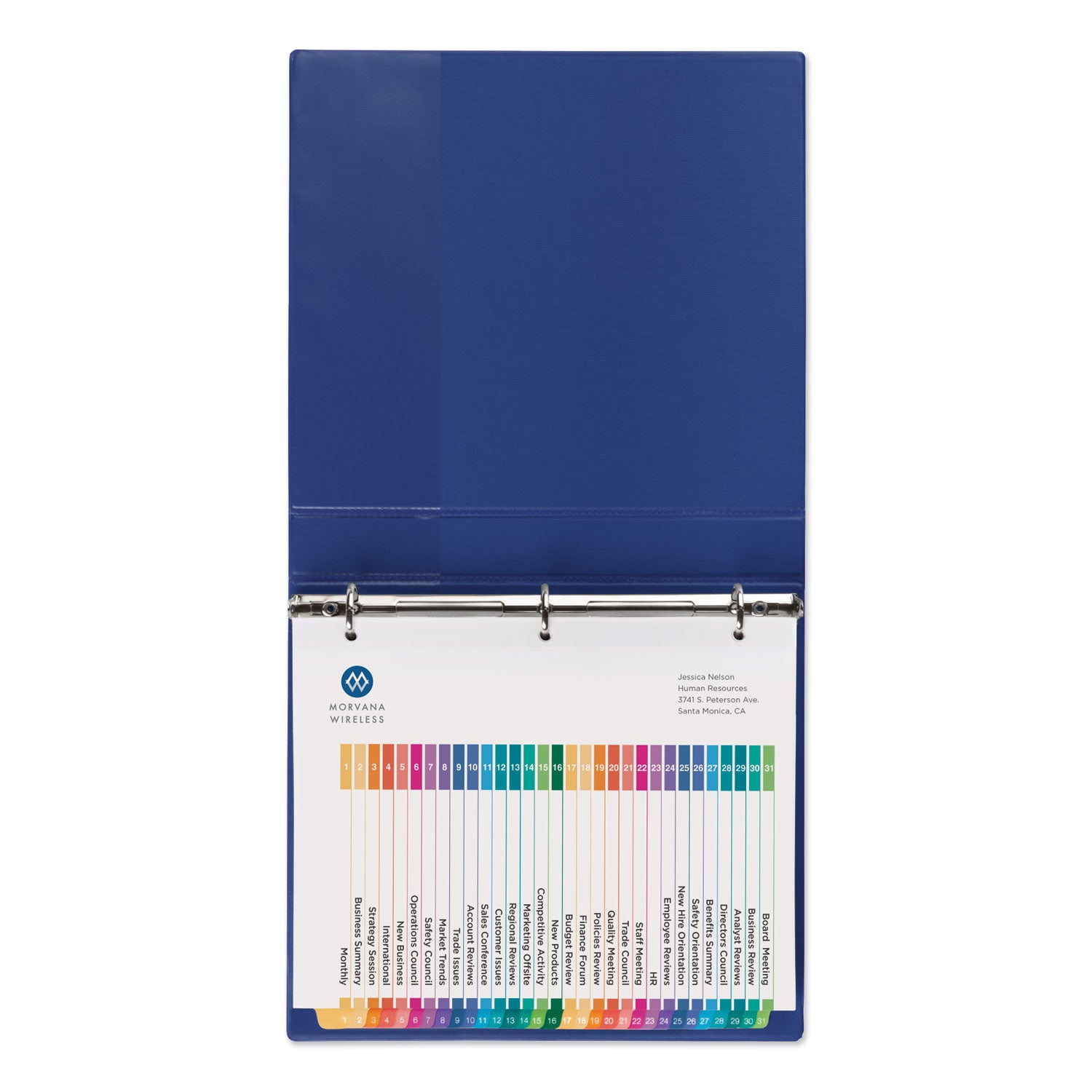Customizable Table of Contents Ready Index Dividers with Multicolor Tabs, 31-Tab, 1 to 31, 11 x 8.5, White, 1 Set - 