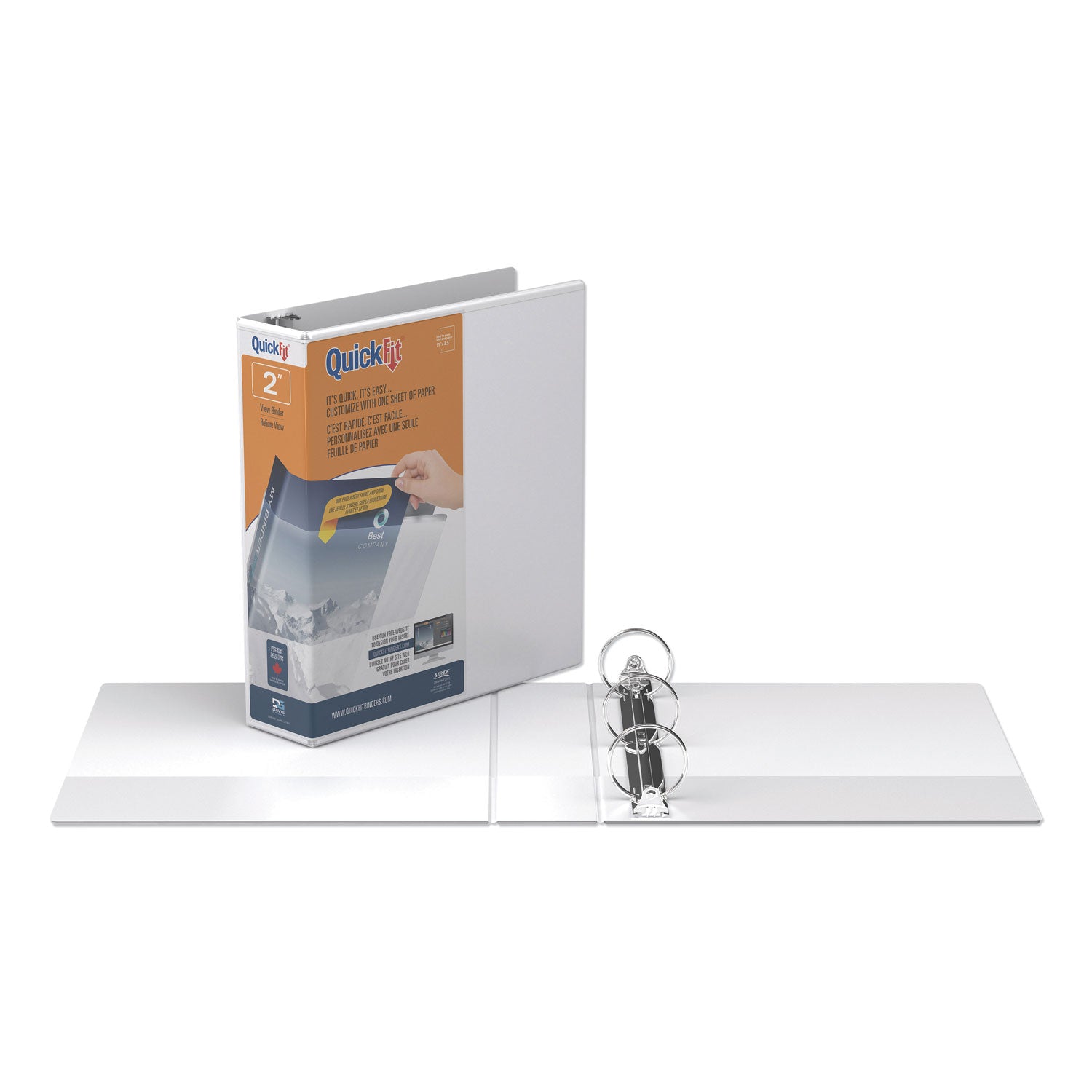 QuickFit Round-Ring View Binder, 2" Capacity, White, Sold as 1 Each