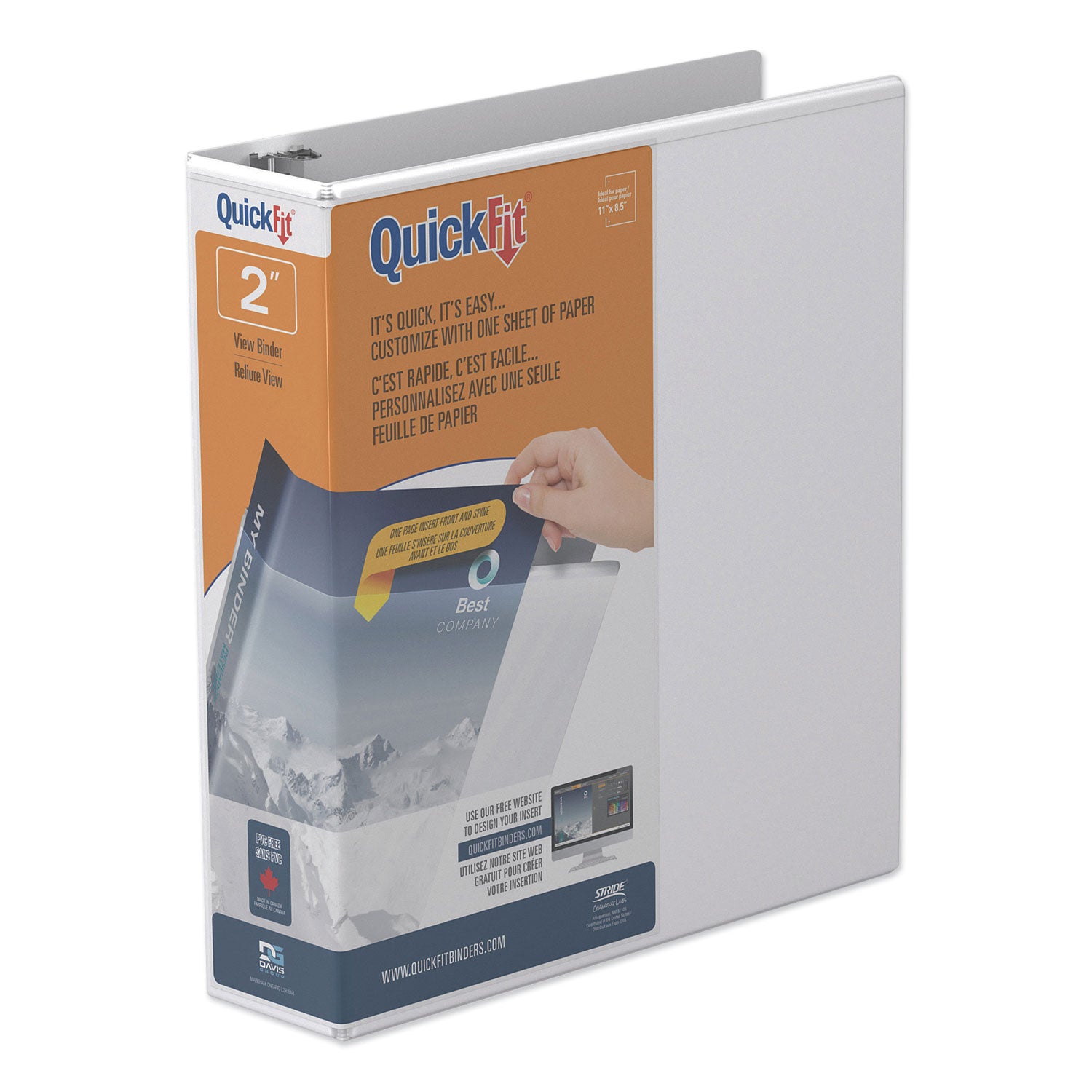 Quickfit D-Ring View Binder, 3 Rings, 2" Capacity, 11 X 8.5, White - 