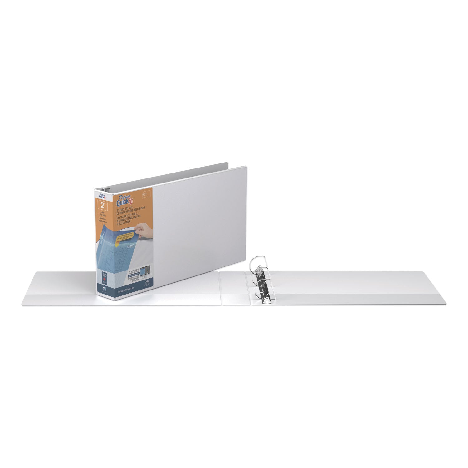 QuickFit Ledger D-Ring View Binder, 3 Rings, 2" Capacity, 11 x 17, White