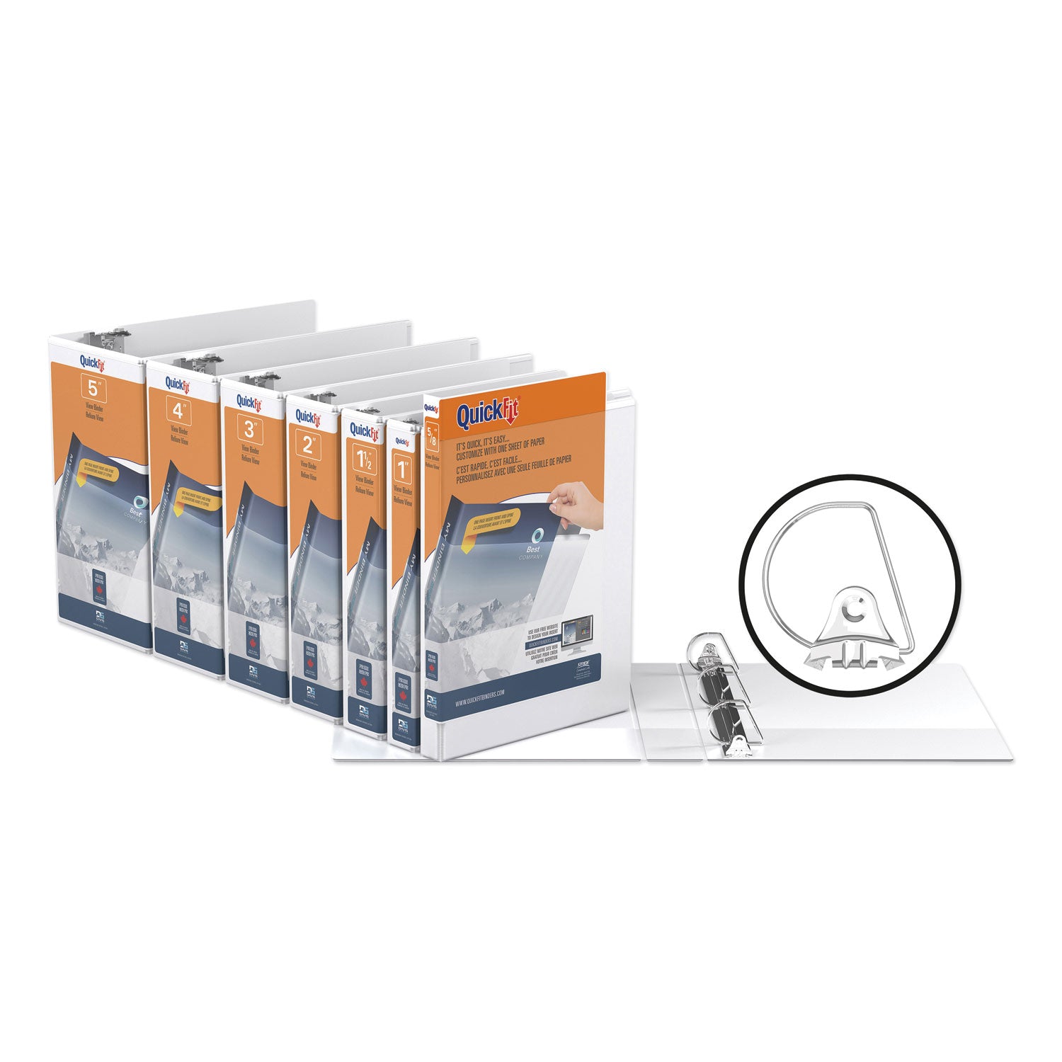 Stride - Quick Fit D-Ring View Binder, 3-inch Capacity, White, Sold as 1 EA