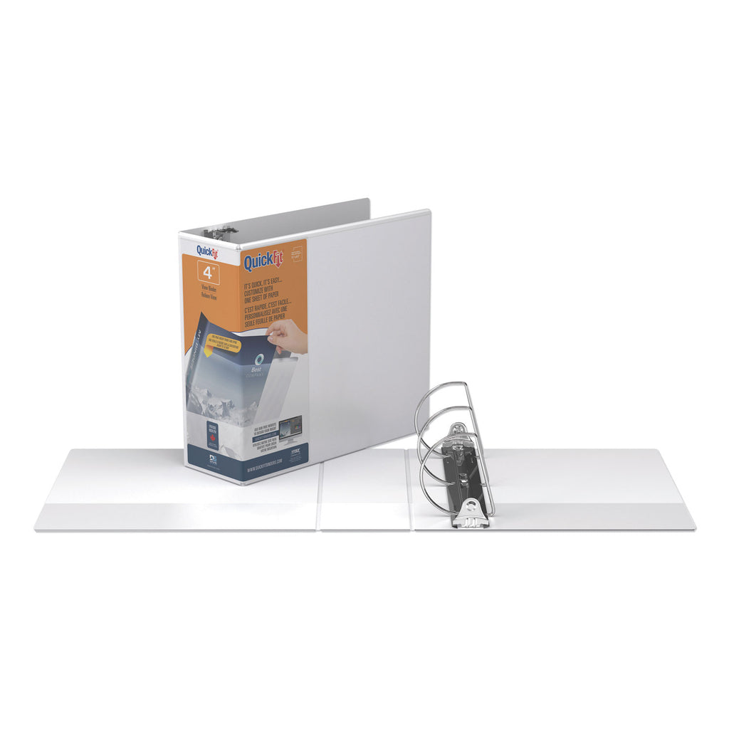 Stride - Quick Fit D-Ring View Binder, 4-inch Capacity, White, Sold as 1 EA