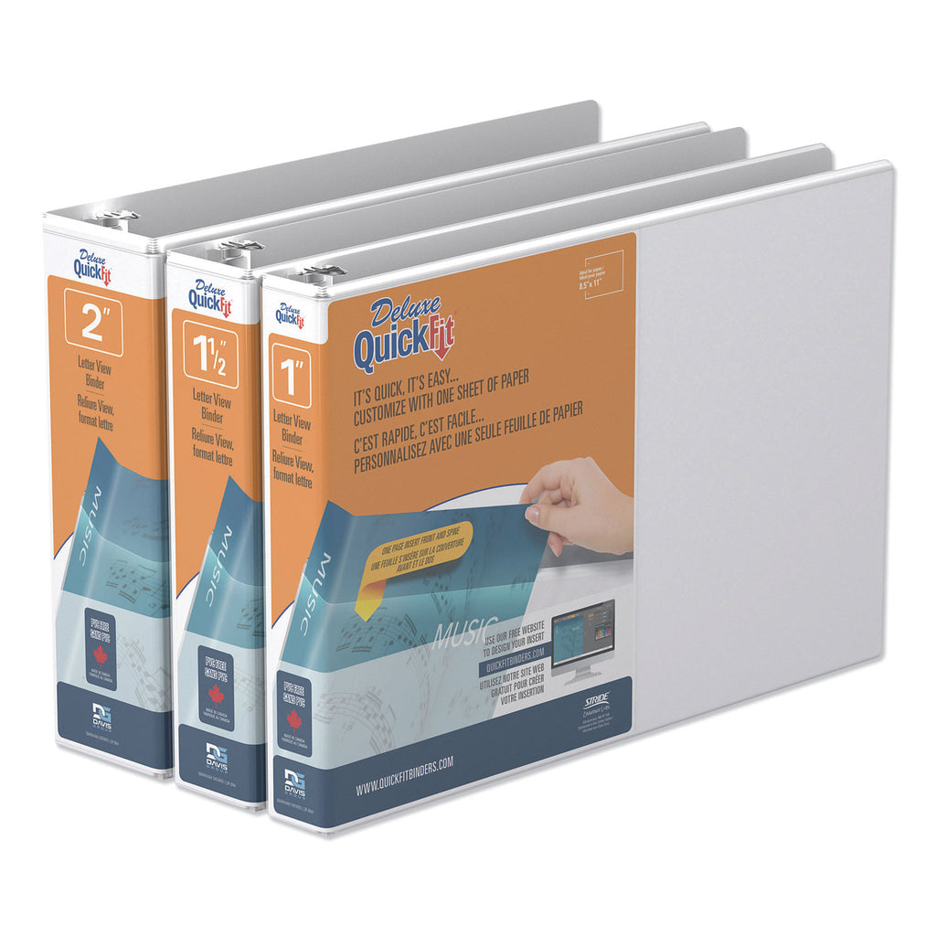 QuickFit Landscape Spreadsheet Round Ring View Binder, 3 Rings, 1.5" Capacity, 11 x 8.5, White