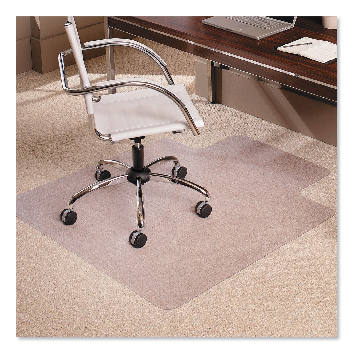 EverLife Moderate Use Chair Mat for Low Pile Carpet, Rectangular with Lip, 45 x 53, Clear - 