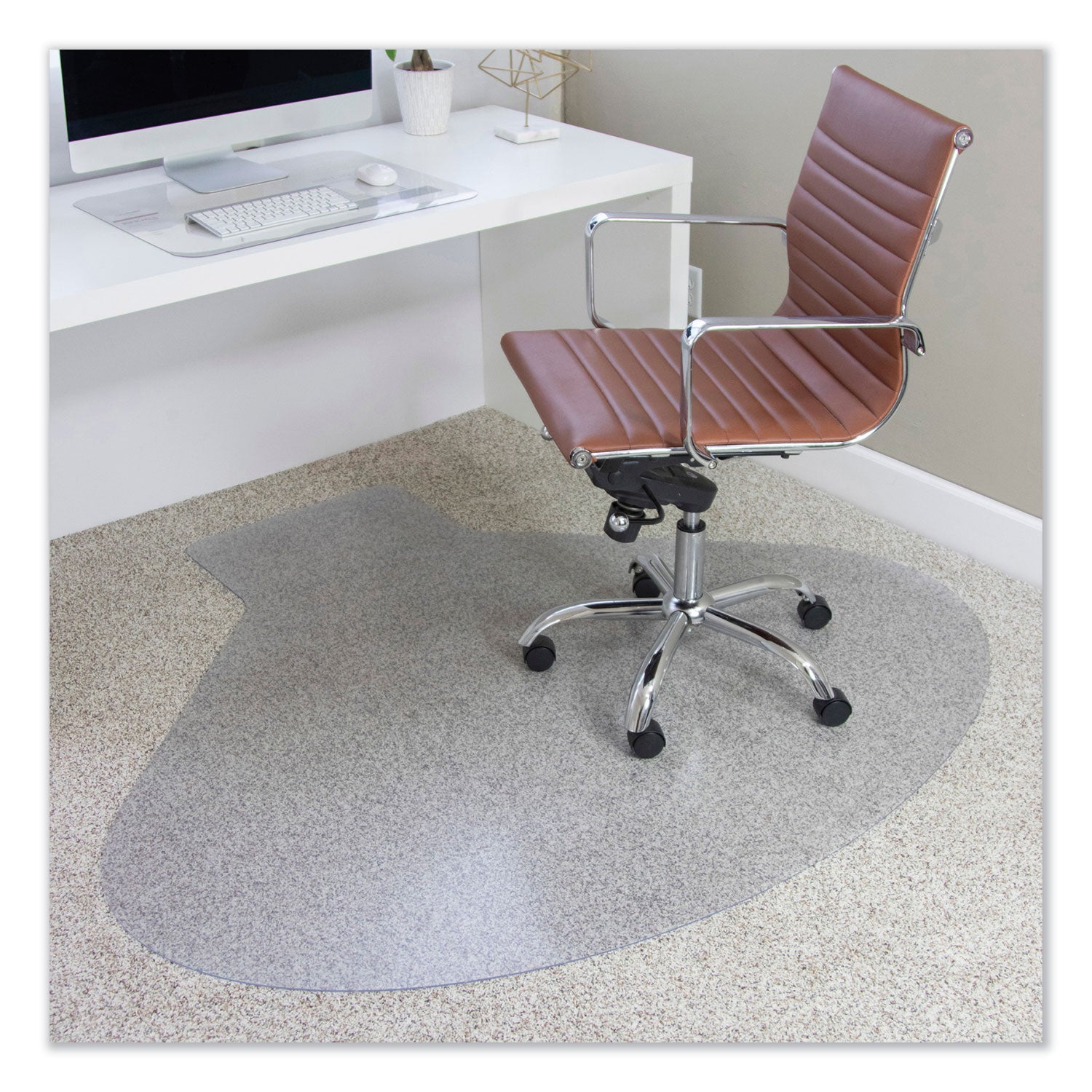 EverLife Chair Mats for Medium Pile Carpet, Contour, 66 x 60, Clear - 