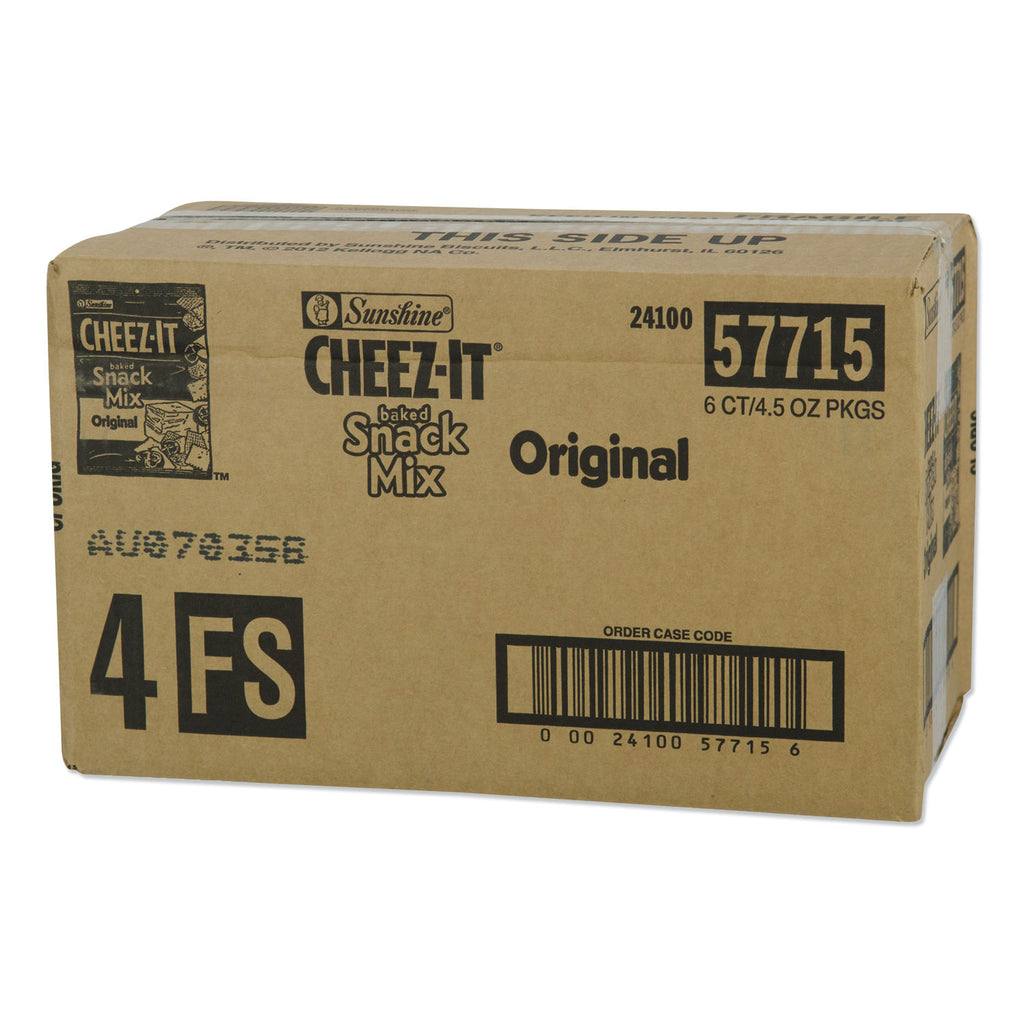 Cheez-it Baked Snack Mix, Classic Cheese, 4.5 oz Bag, 6/Pack