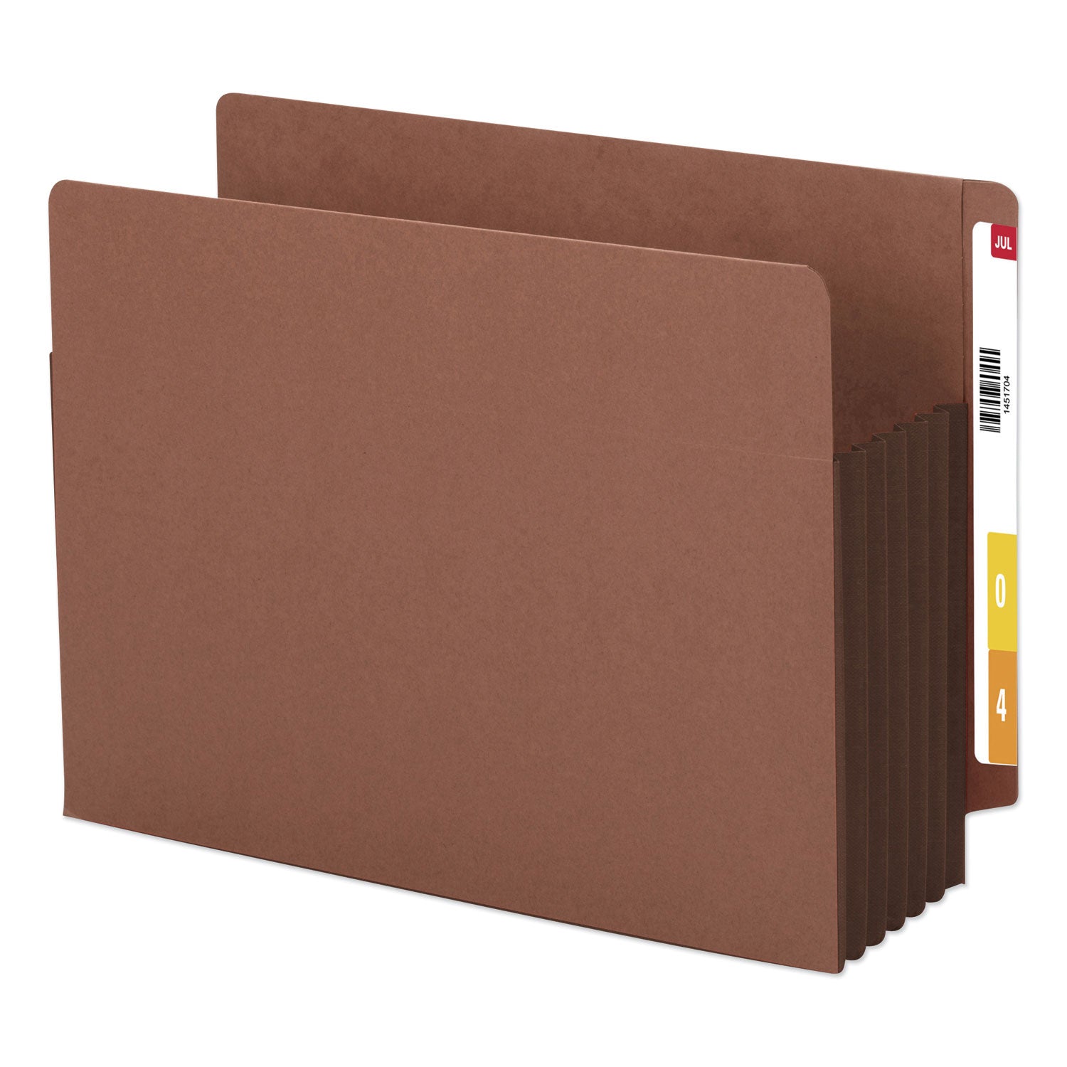 Redrope Drop-Front End Tab File Pockets, Fully Lined Colored Gussets, 5.25" Expansion, Letter Size, Redrope/Brown, 10/Box - 