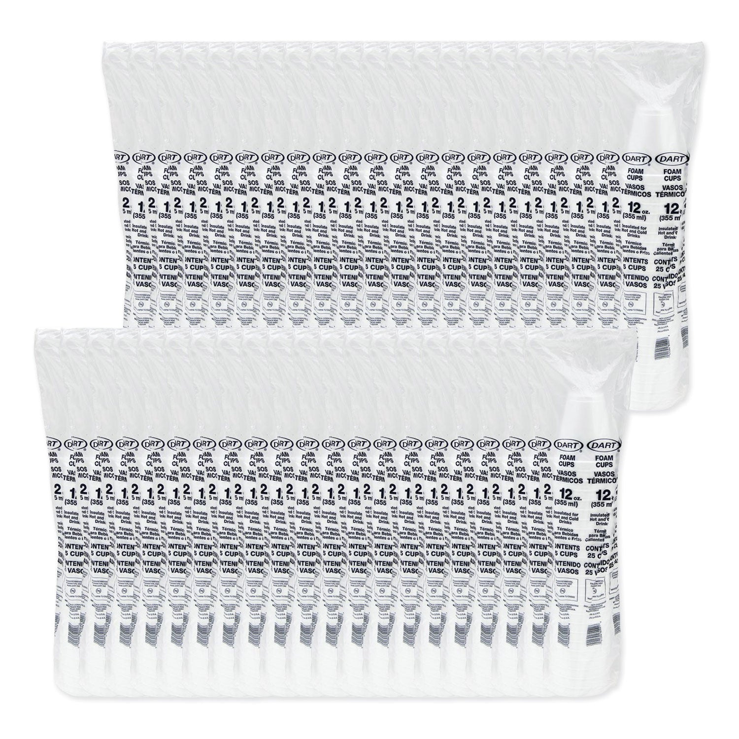 Foam Drink Cups, 12 oz, Squat, White, 1,000/Carton