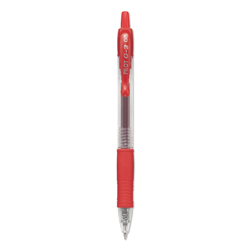 G2 Premium Gel Pen, Retractable, Extra-Fine 0.5 mm, Red Ink, Smoke/Red Barrel, Dozen