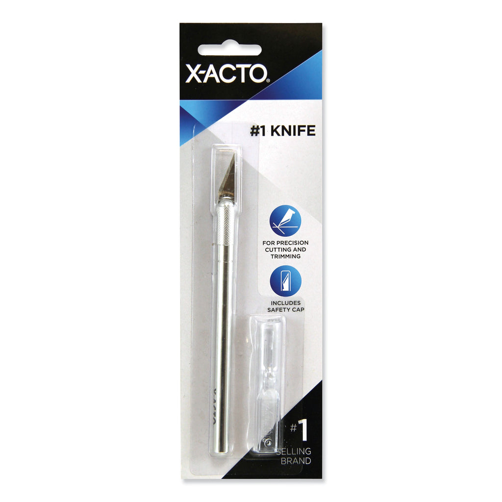 No. 1 Z-Series Precision Utility Knife with Replaceable Steel Blade, Safety Cap, Silver - 