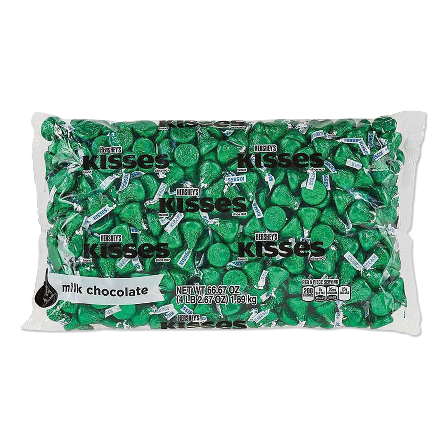 kisses-milk-chocolate-green-wrappers-667-oz-bag_hrs60347 - 1