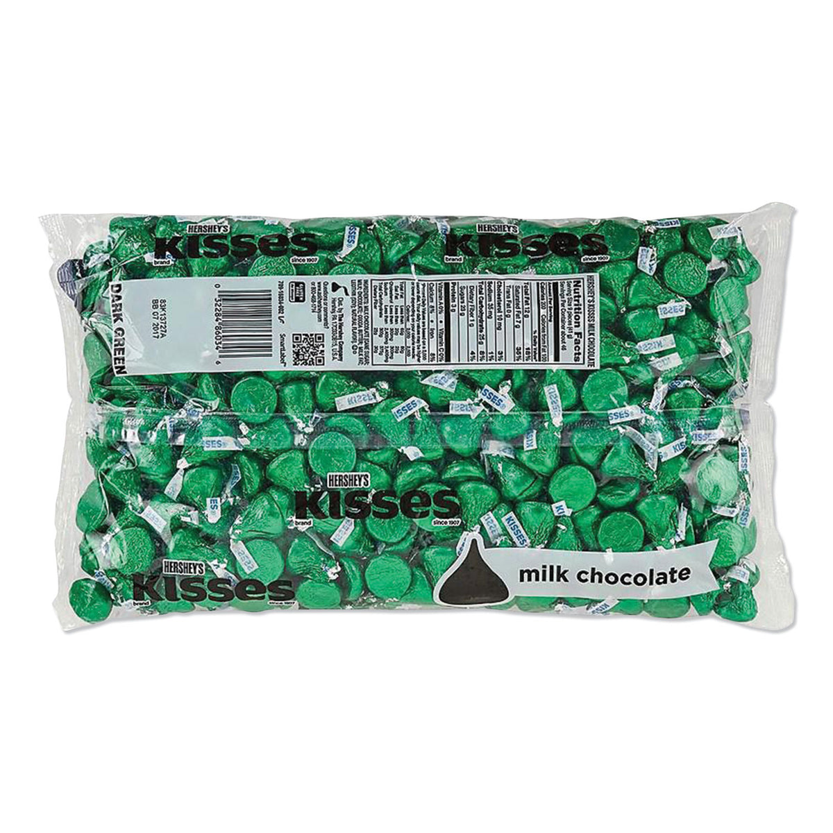 KISSES, Milk Chocolate, Green Wrappers, 66.7 oz Bag