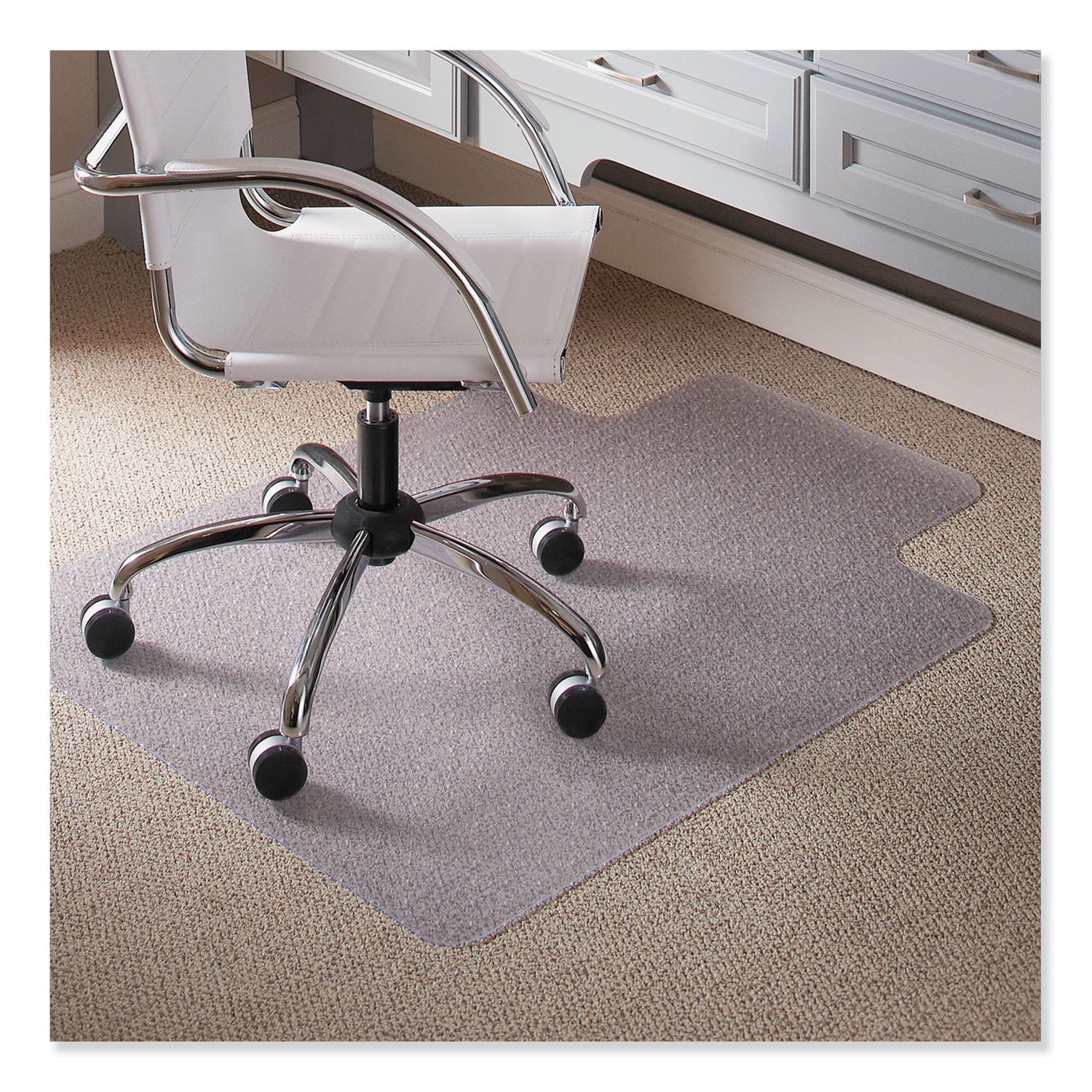 EverLife Light Use Chair Mat for Flat to Low Pile Carpet, Rectangular with Lip, 45 x 53, Clear - 