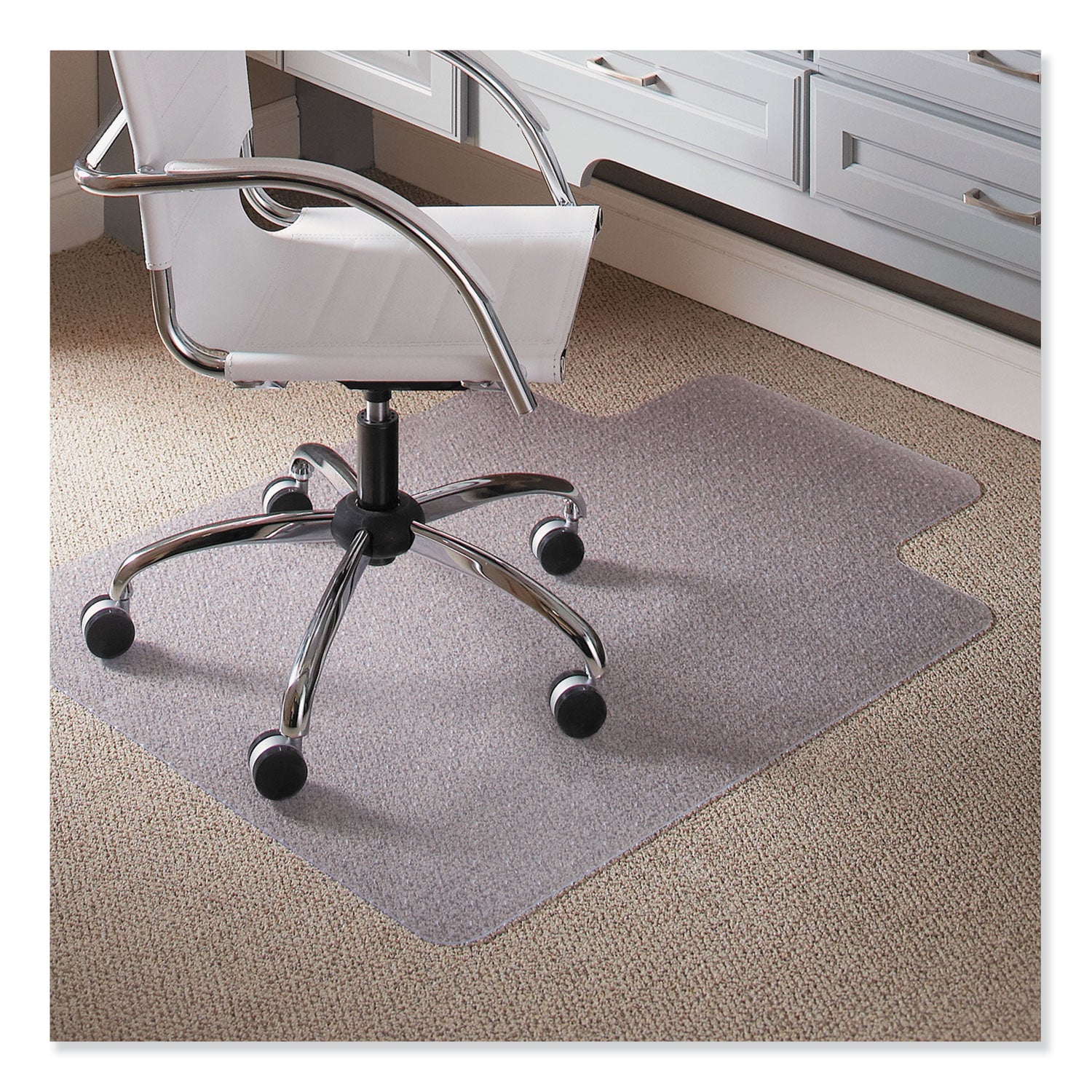 EverLife Light Use Chair Mat for Flat to Low Pile Carpet, Rectangular with Lip, 36 x 48, Clear - 