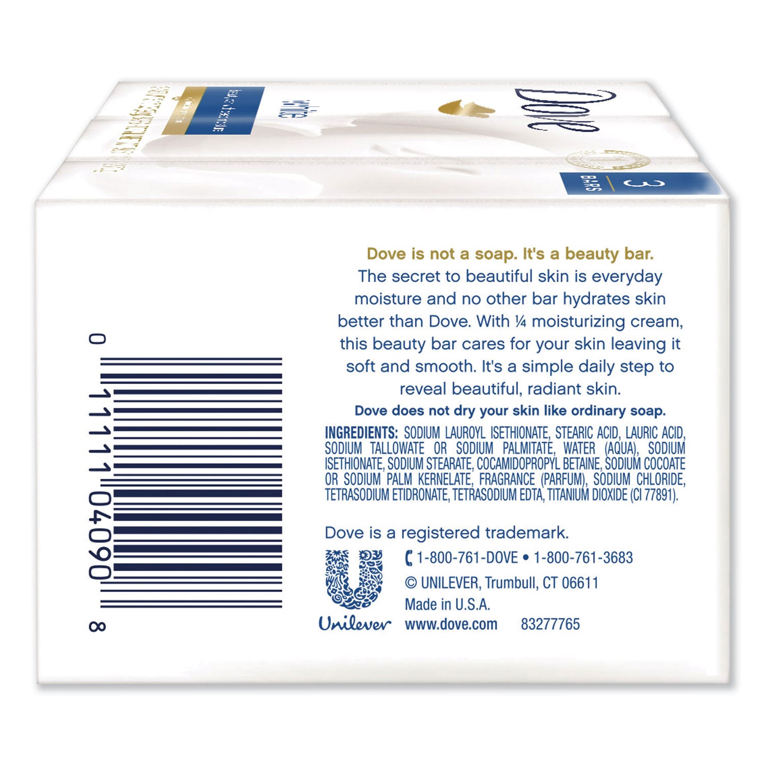White Beauty Bar, Light Scent, 3.17 oz, 3/Pack