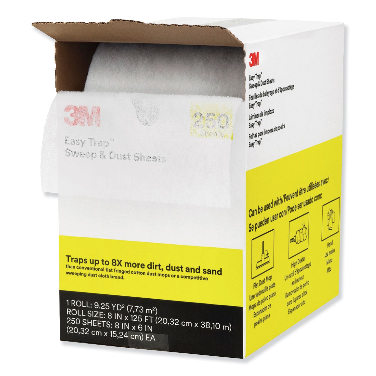 Easy Trap Duster, 8" x 125 ft, White, 250 Sheet Roll