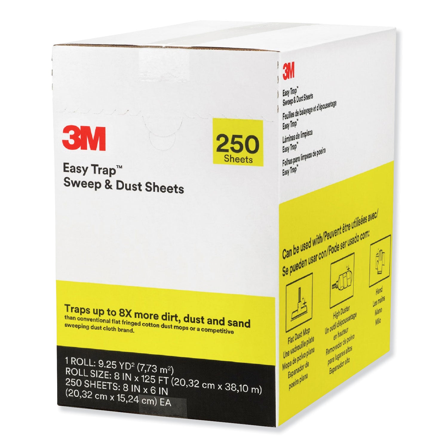 Easy Trap Duster, 8" x 125 ft, White, 250 Sheet Roll