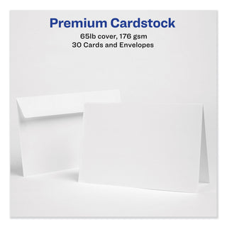Half-Fold Greeting Cards with Envelopes, Inkjet, 65 lb, 5.5 x 8.5, Textured Uncoated White, 1 Card/Sheet, 30 Sheets/Box