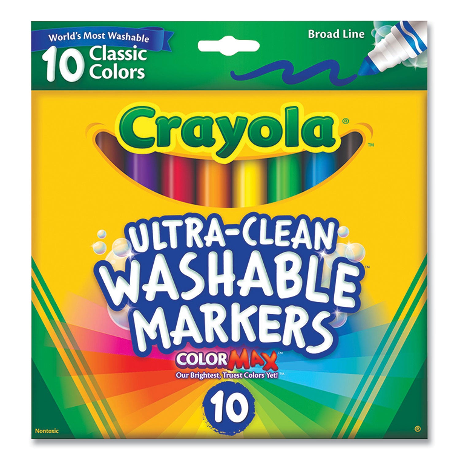 ultra-clean-washable-markers-broad-bullet-tip-assorted-colors-10-pack_cyo587851 - 1