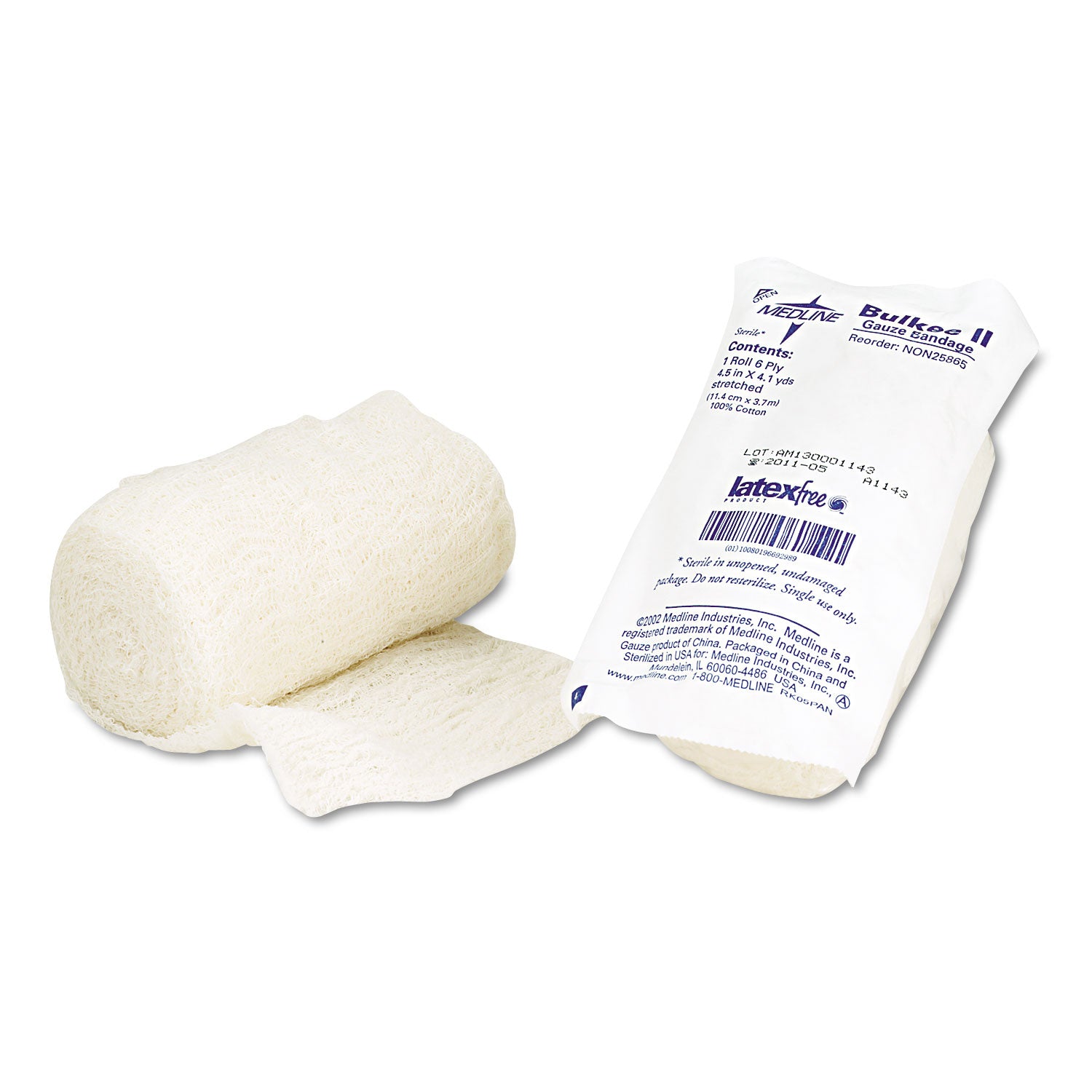 Bulkee II Gauze Bandages, Sterile, 4.5" x 4.1 yd, 100 Rolls/Carton - 